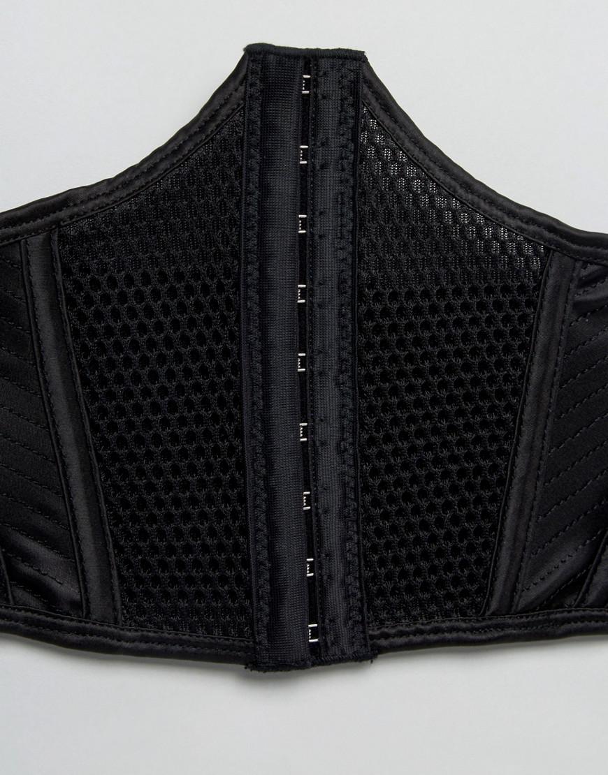 ASOS Satin And Mesh Corset Waist Belt in Black | Lyst