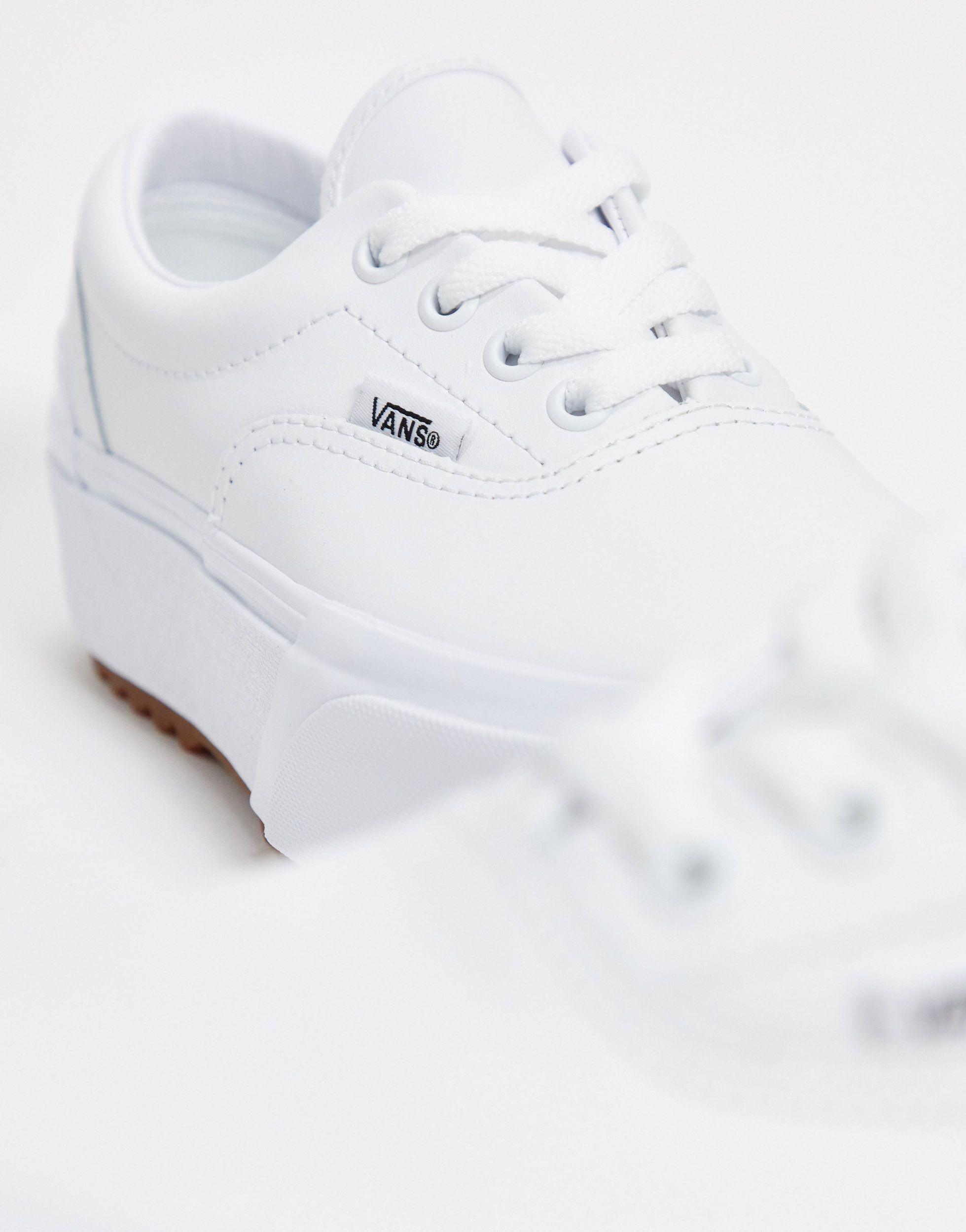 Zapatillas De Cuero Era Stacked Vans de color Blanco Lyst