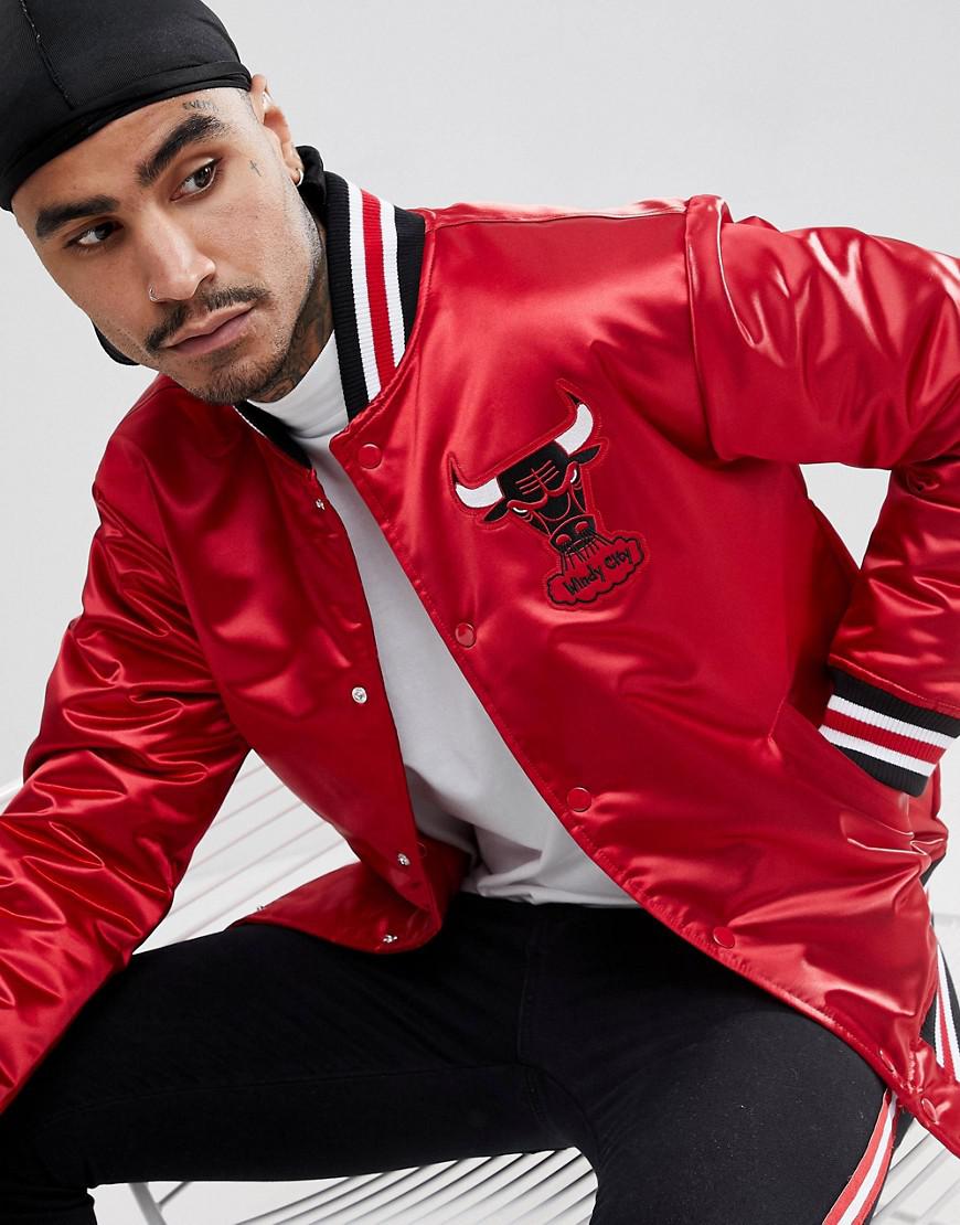 Mitchell & Ness Chicago Bulls Split Black & Red Satin Jacket