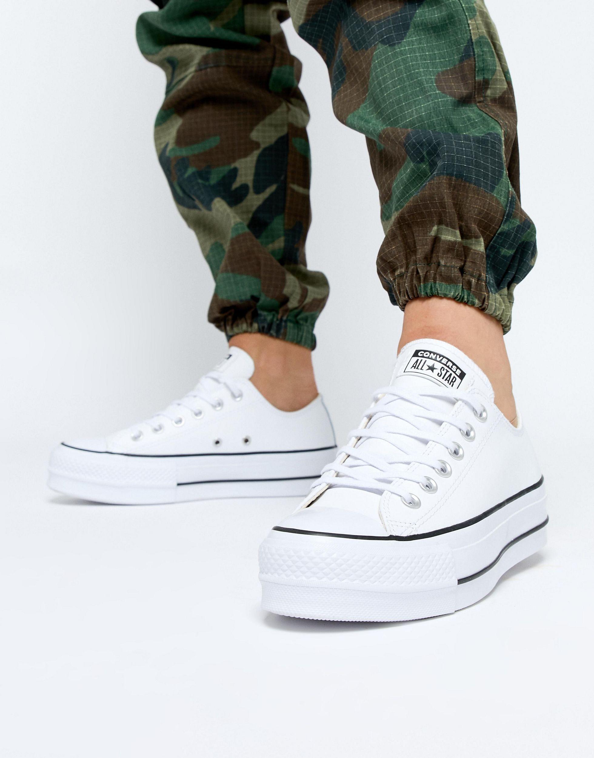 white platform converse low