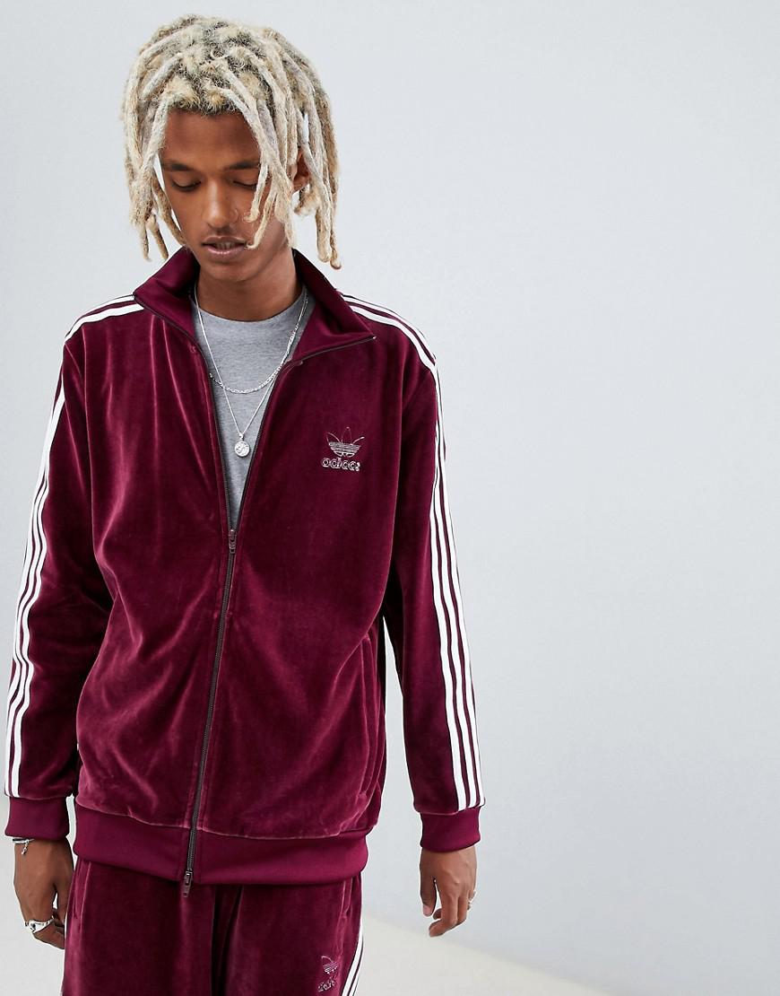 adidas Originals Velour Track Jacket In Red Dh5789 for Men - Lyst