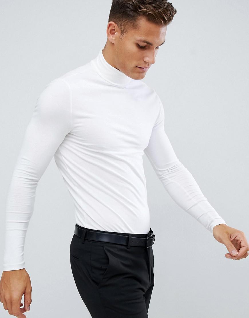 white long sleeve roll neck