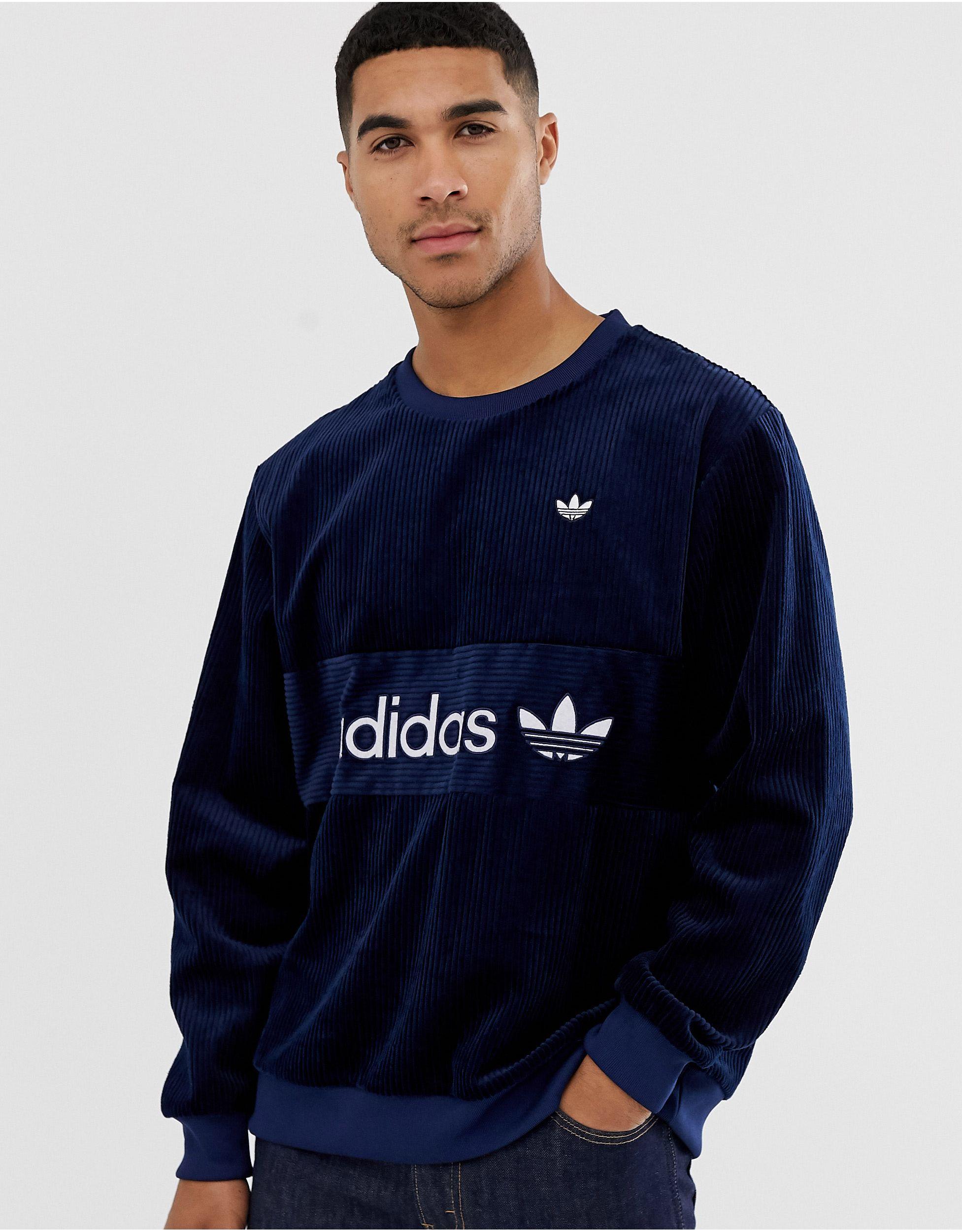 adidas Originals Cotton Samstag Premium Cord Sweatshirt in Navy (Blue) for  Men | Lyst