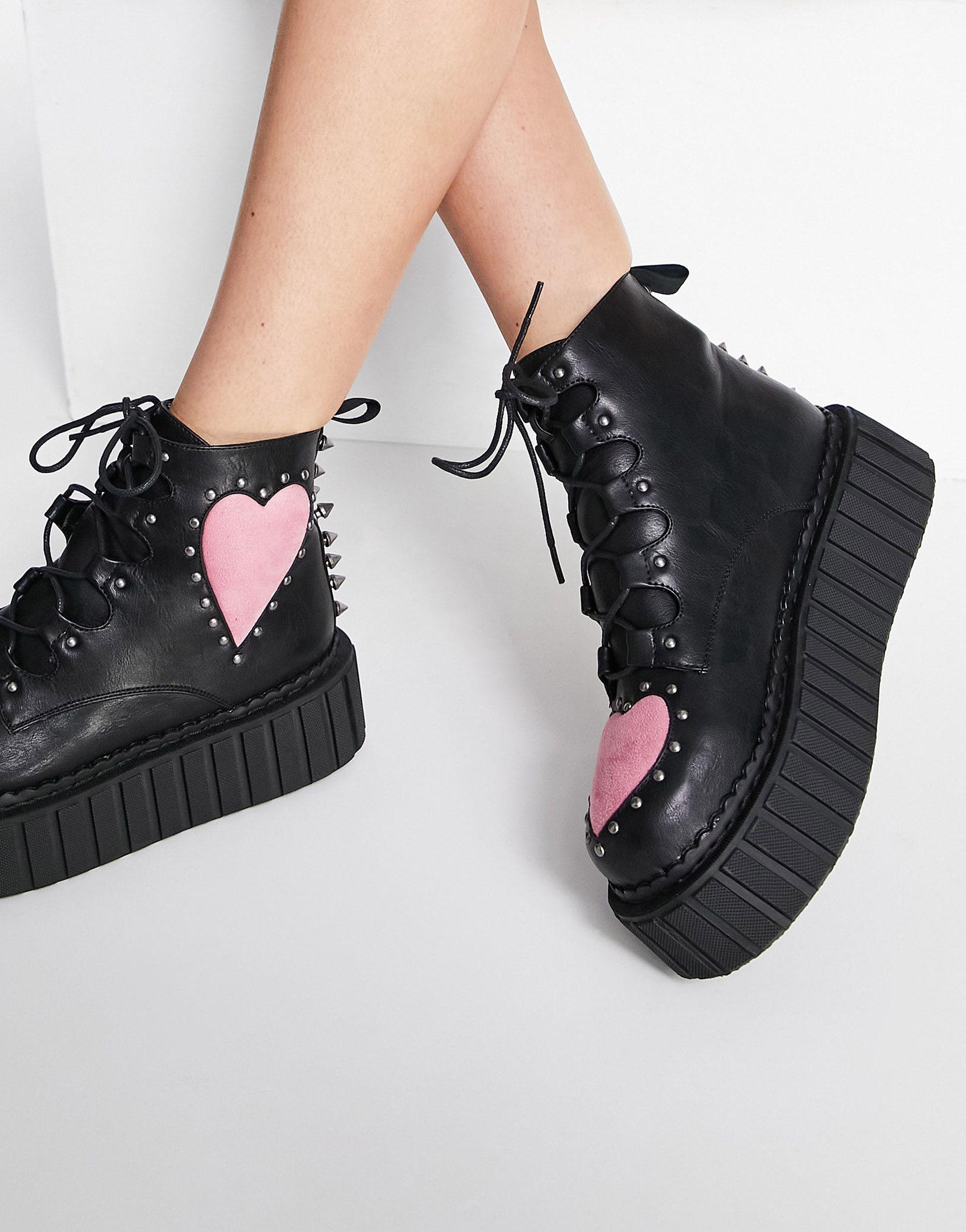 Lamoda Pink Heart Platform Boots Sweet Talker Platform Knee High
