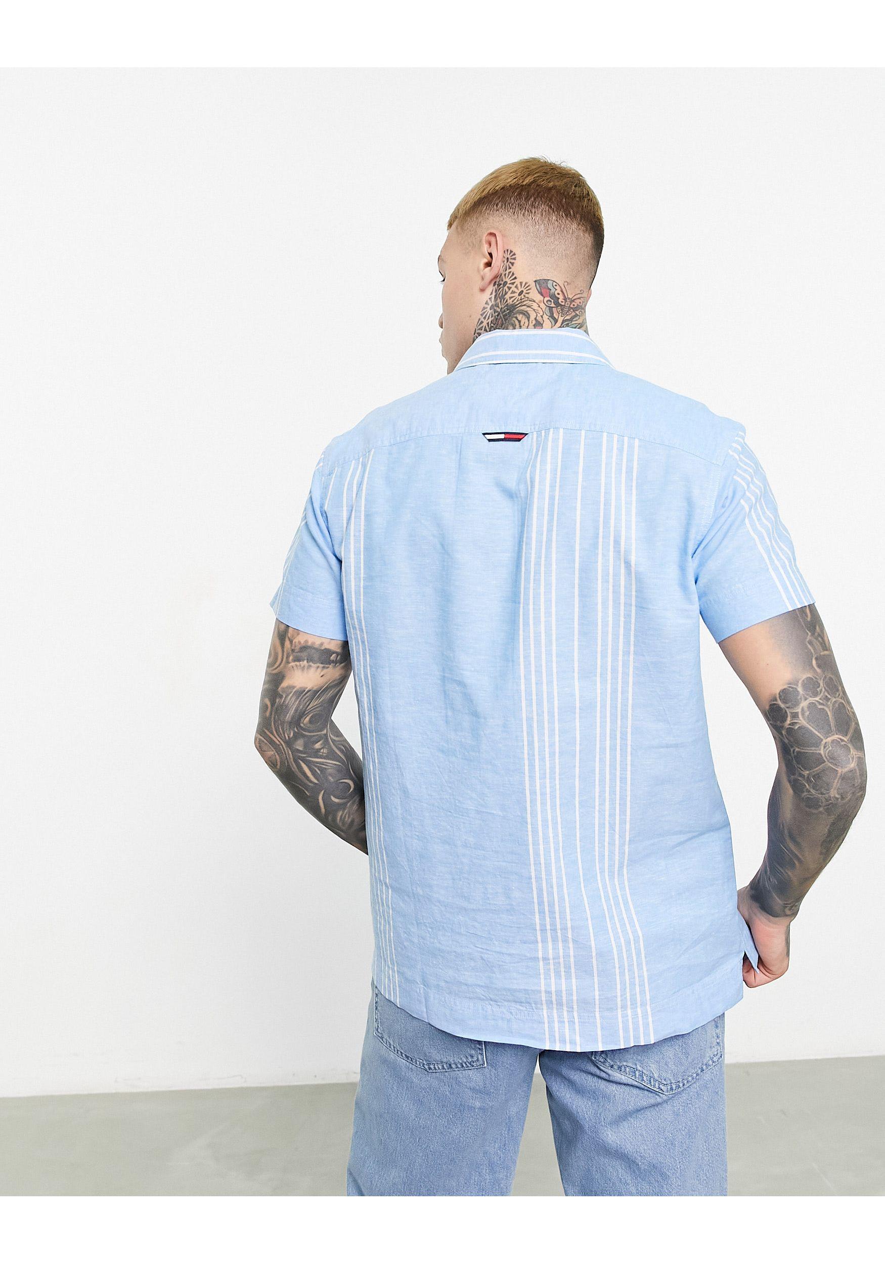 Tommy Hilfiger Short Sleeve Linen Shirt in Blue for Men | Lyst