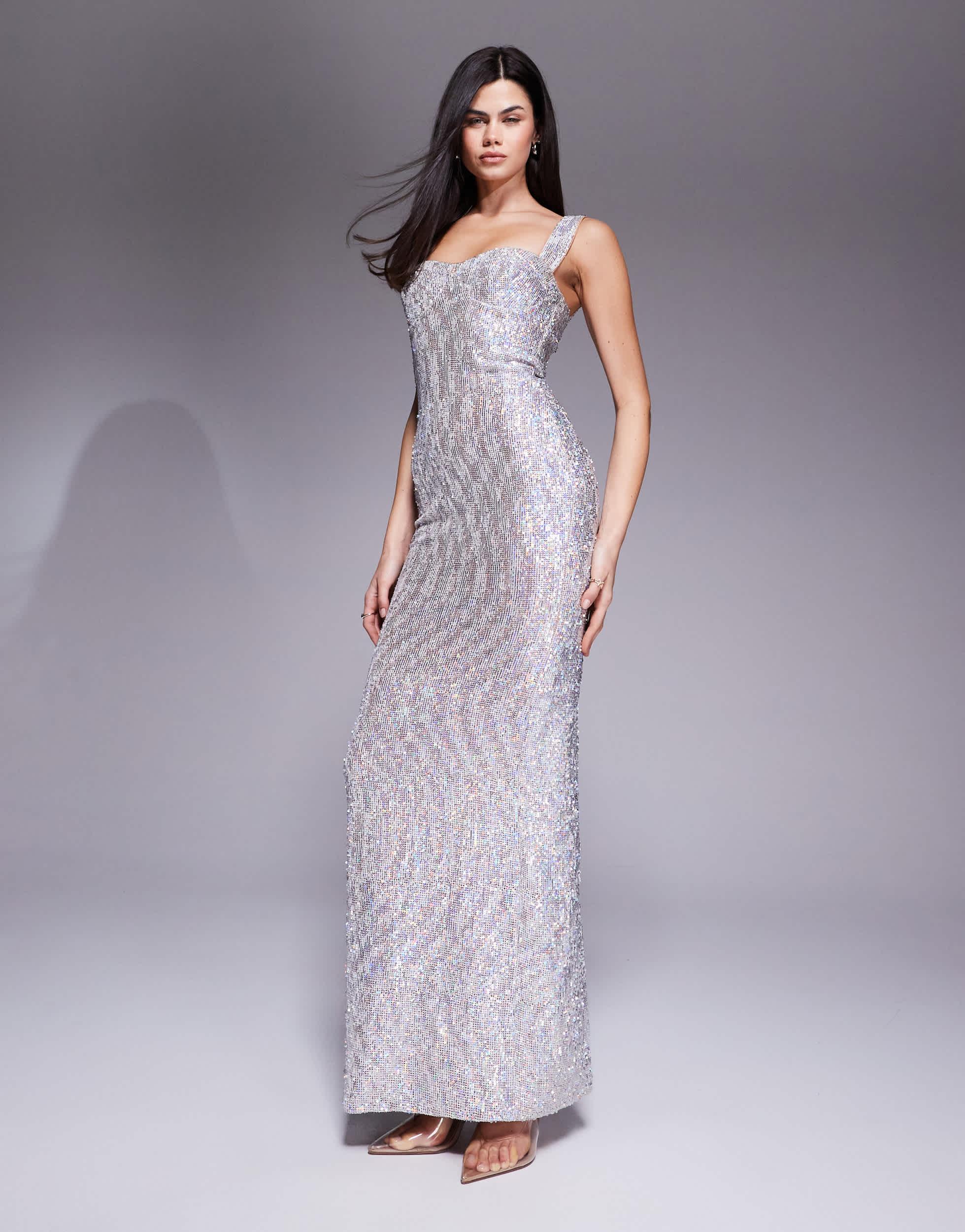 The Dolls House Antonia Sequin Cup Detailing Maxi Dress in Purple | Lyst