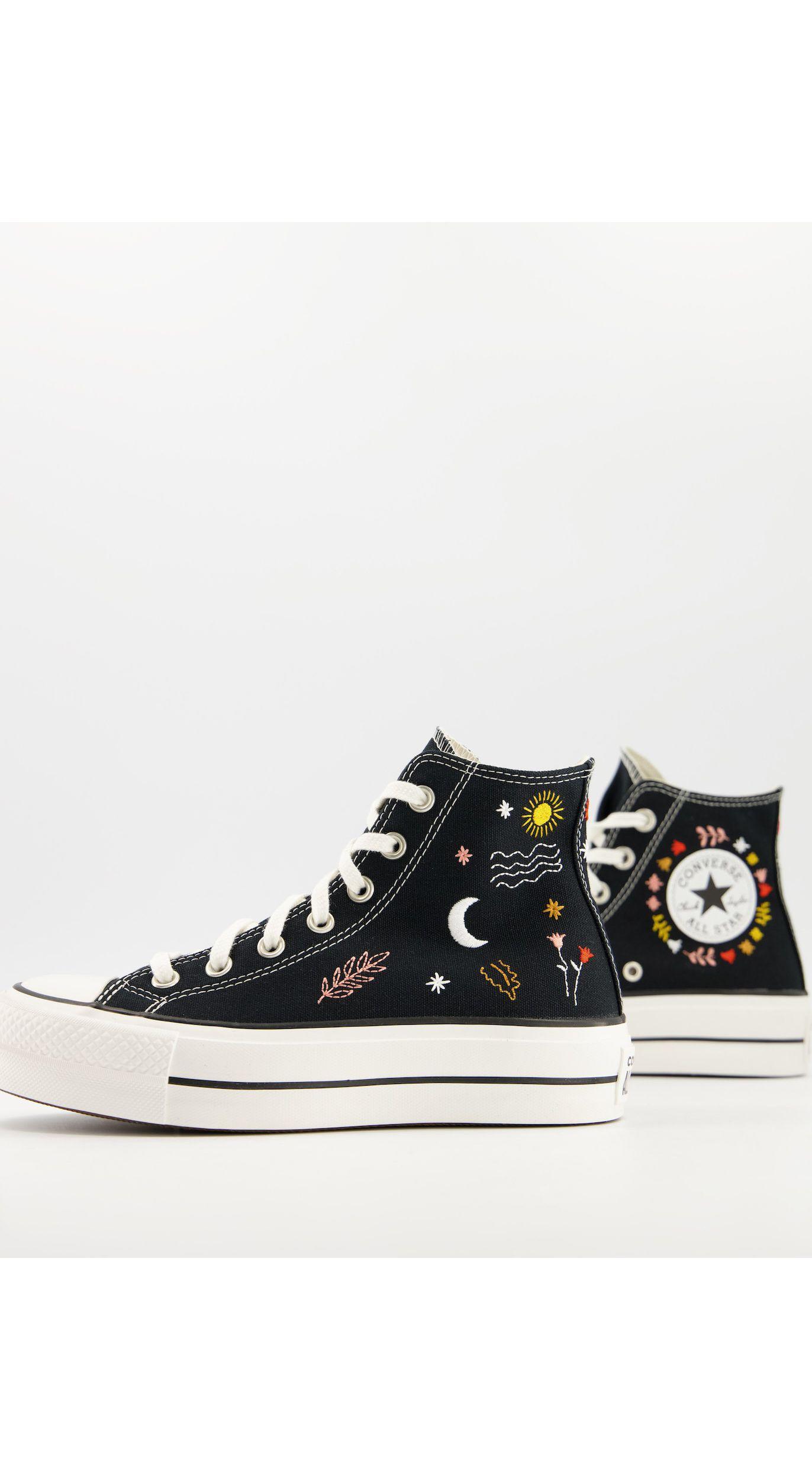 Chuck Taylor All Star Lift - Sneakers nere con ricamo di Converse in Nero |  Lyst