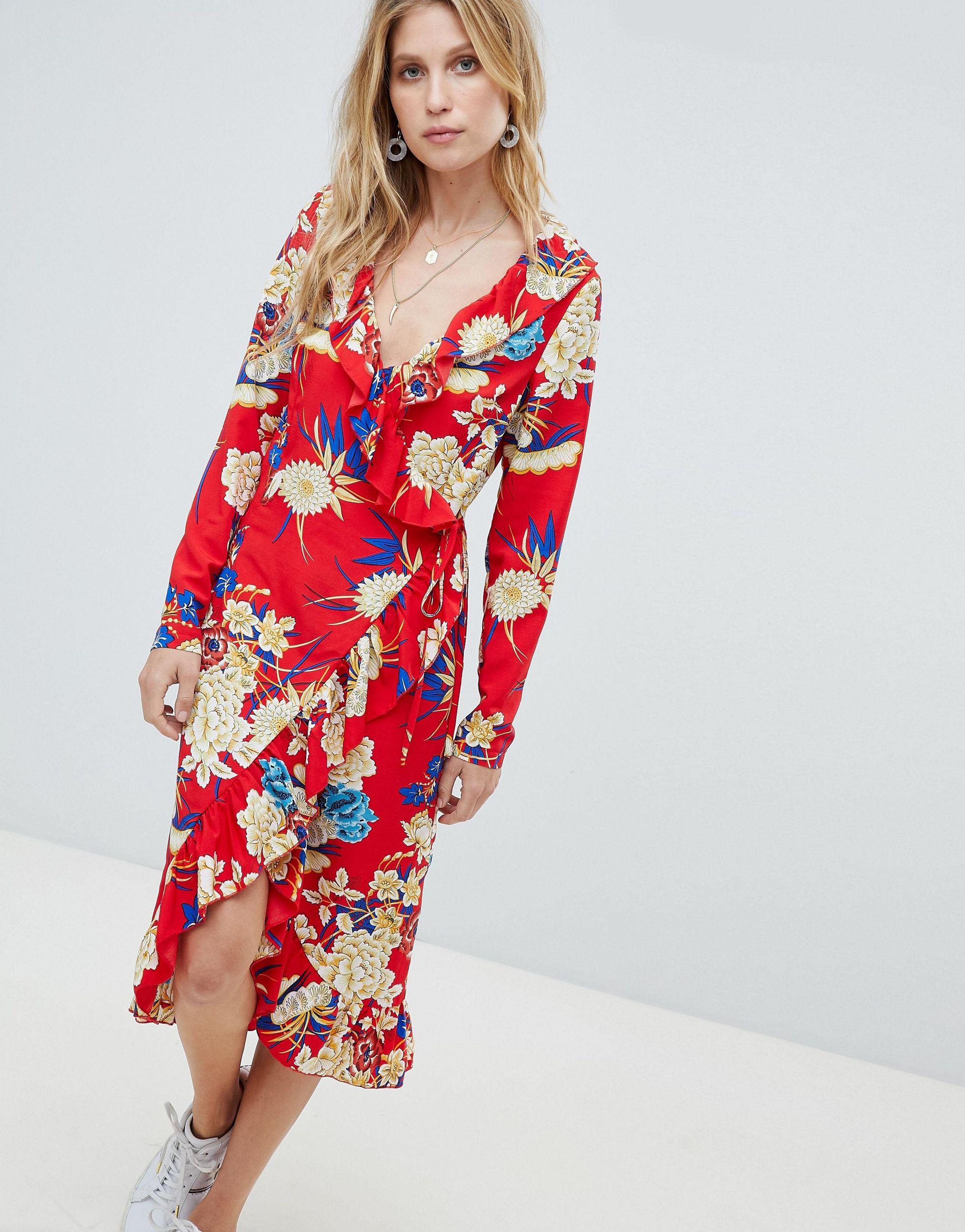 plt red wrap dress