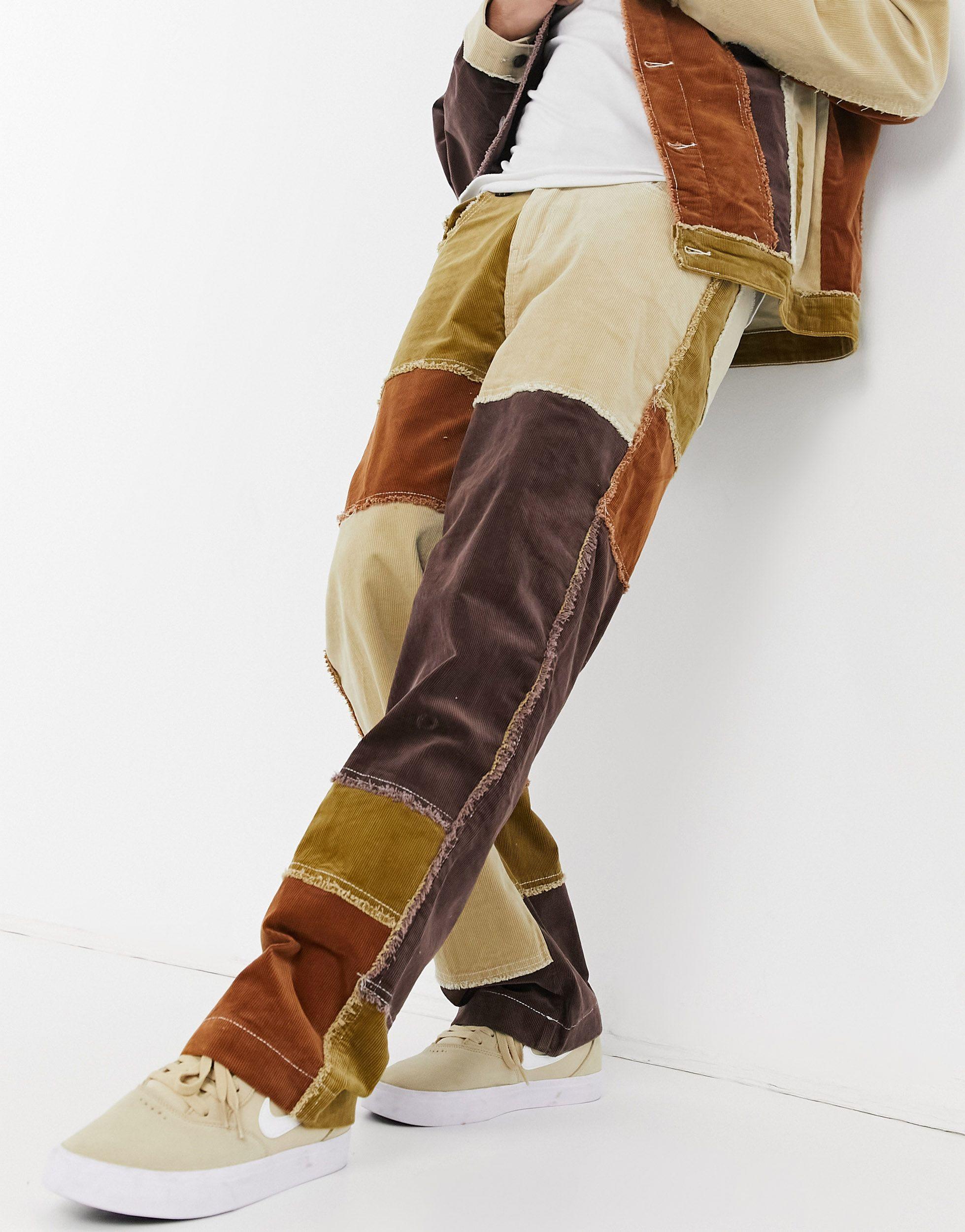 Denim Frayed Patchwork Jeans 