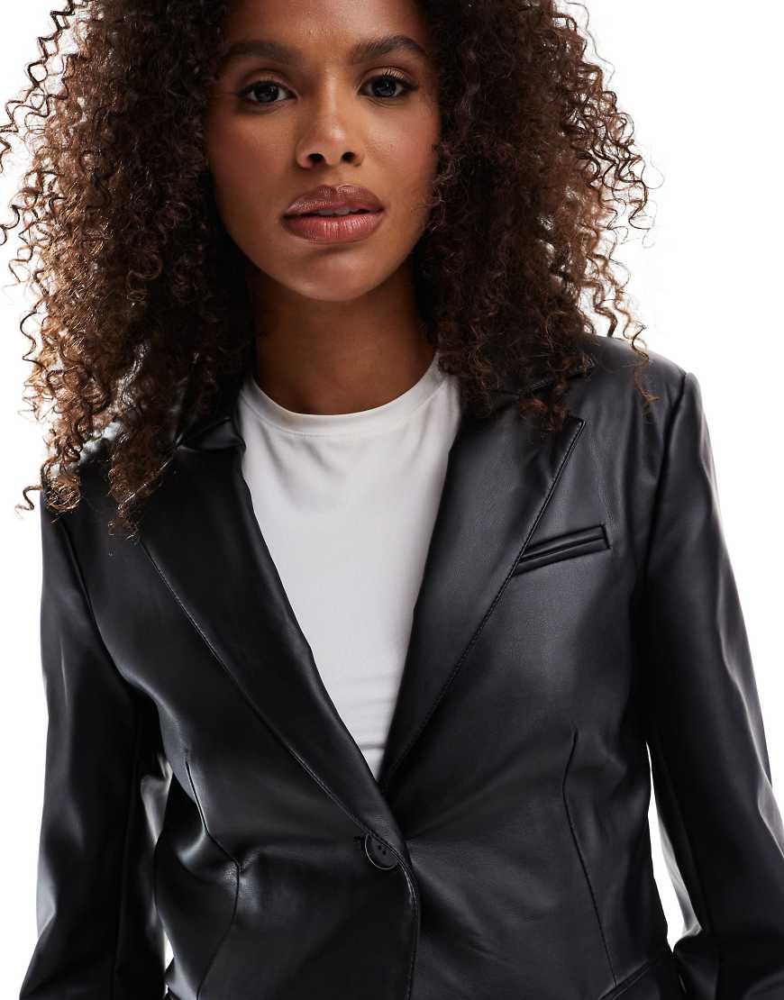 Stradivarius black leather jacket best sale