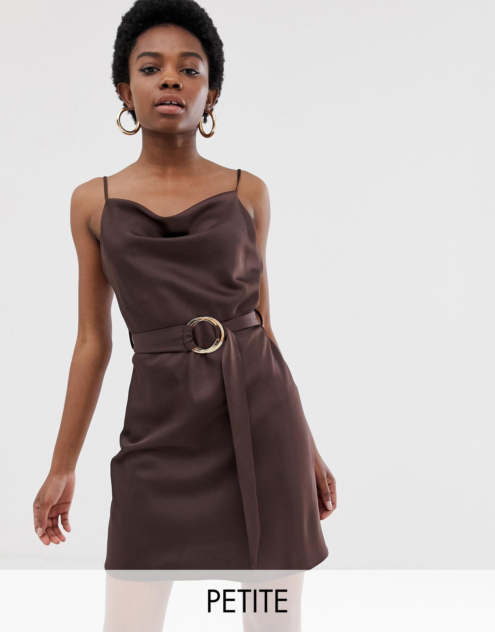river island slip dress with cowl neck in red