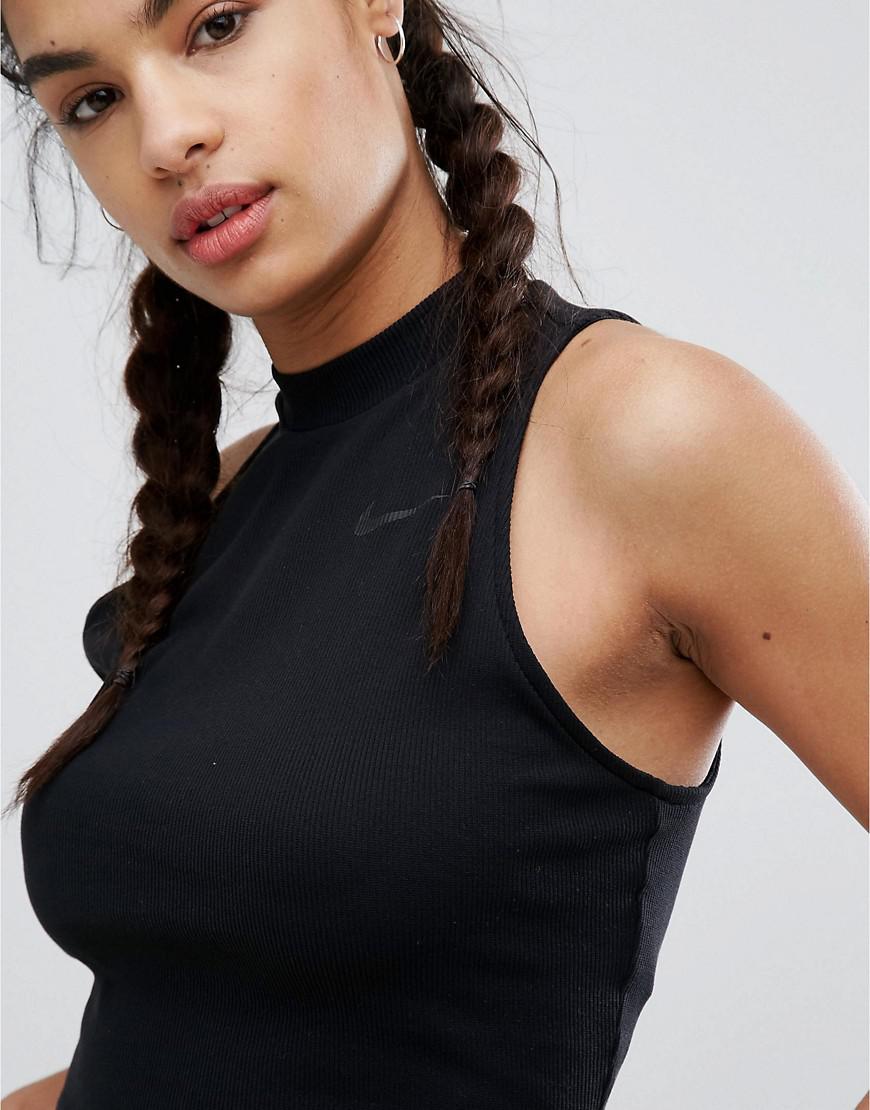 nike high neck vest crop top in purple