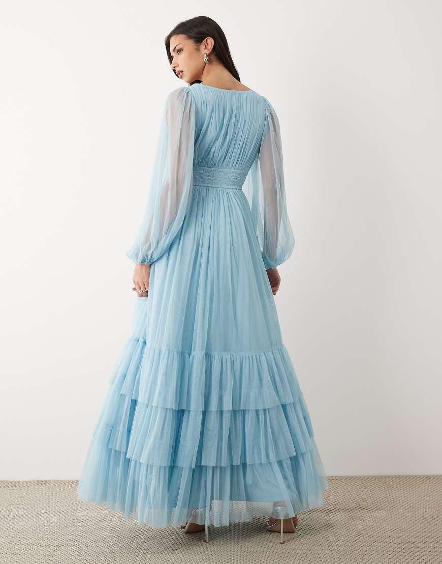 princess polly baby blue dress ASOS | Dresses | Asos Annie Floral Embroidered Flutter Sleeve Wedding Dress main image 1