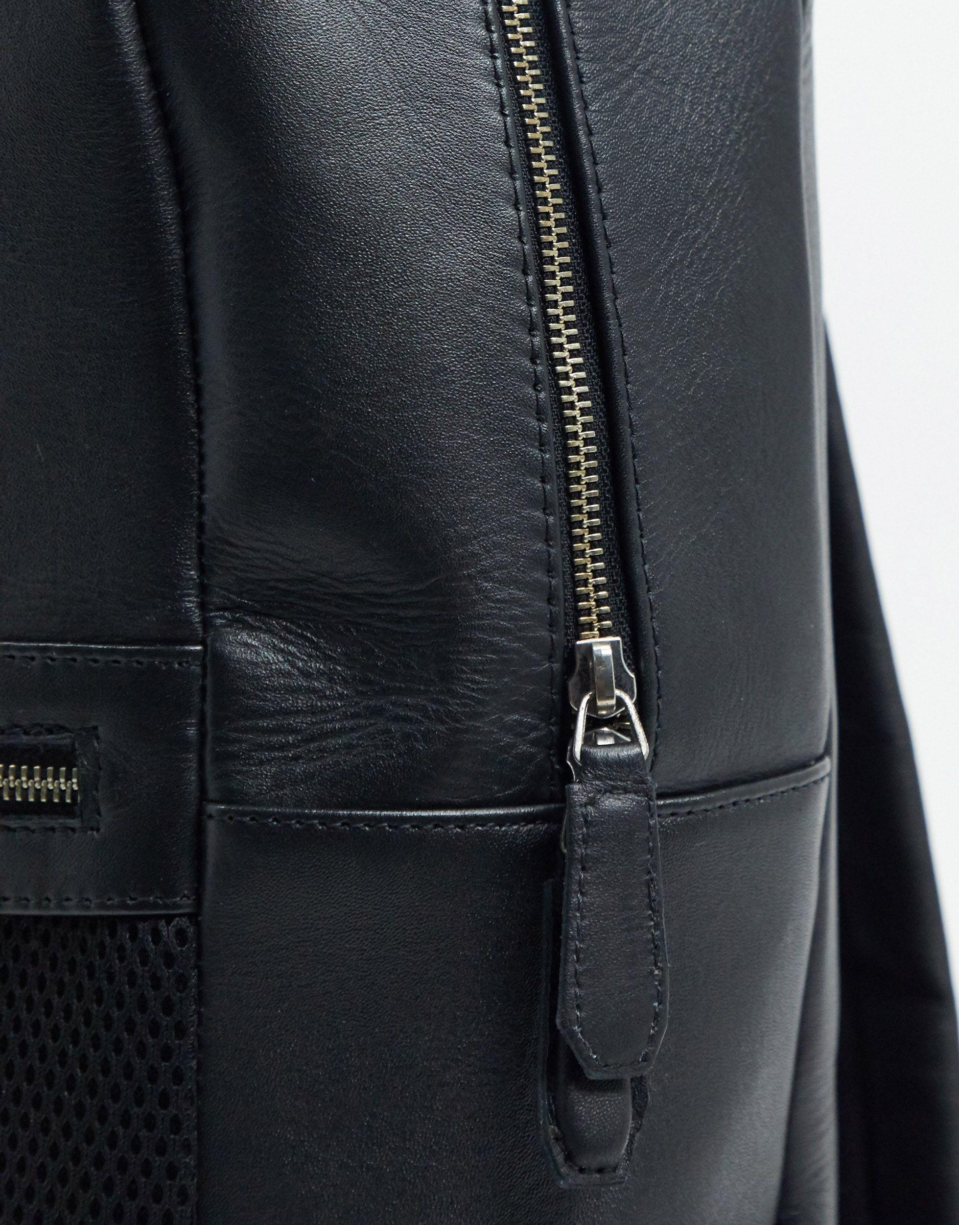 Bolongaro Trevor Leather Backpack With Mesh Pocket in Black for Men - Lyst