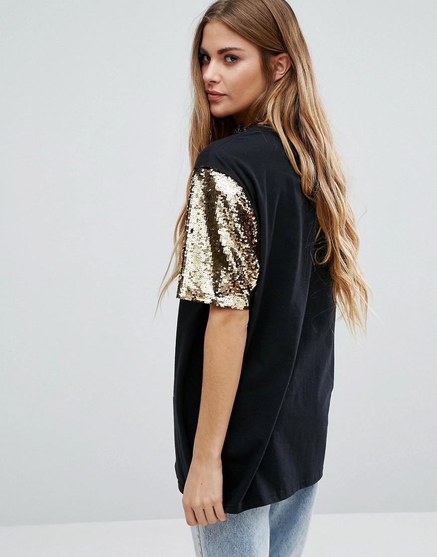 Reclaimed (vintage) Inspired Hendrix Band T-shirt With Sequin Sleeve in  Black | Lyst