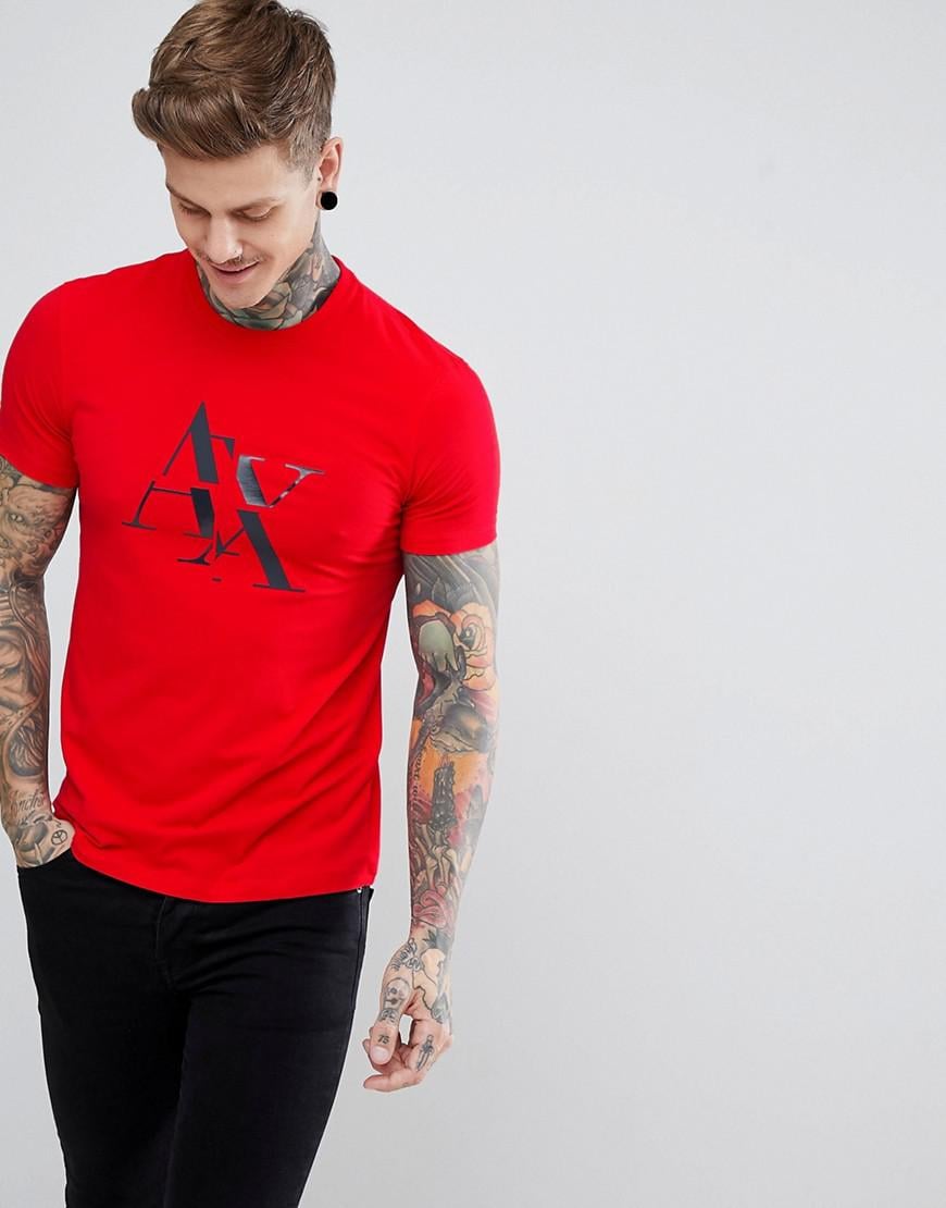 Armani Exchange Fit Ax Logo T-shirt In Red for Men | Lyst