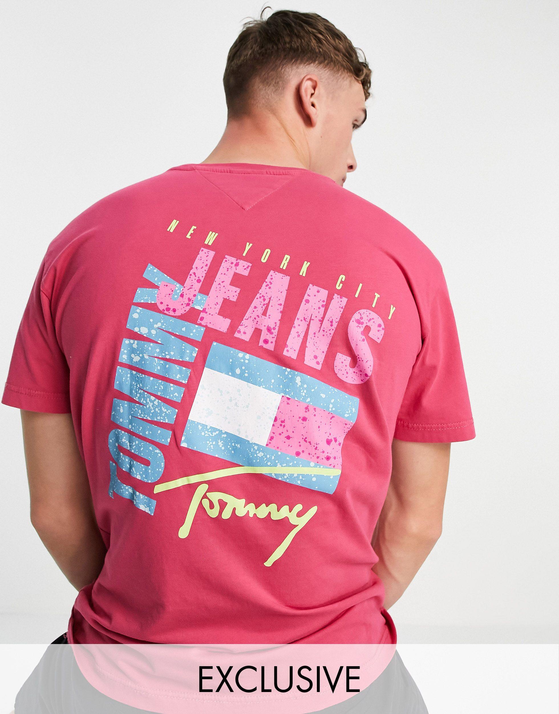 Tommy Hilfiger – t-shirt mit logo und foto-rückenprint in Pink für Herren |  Lyst DE