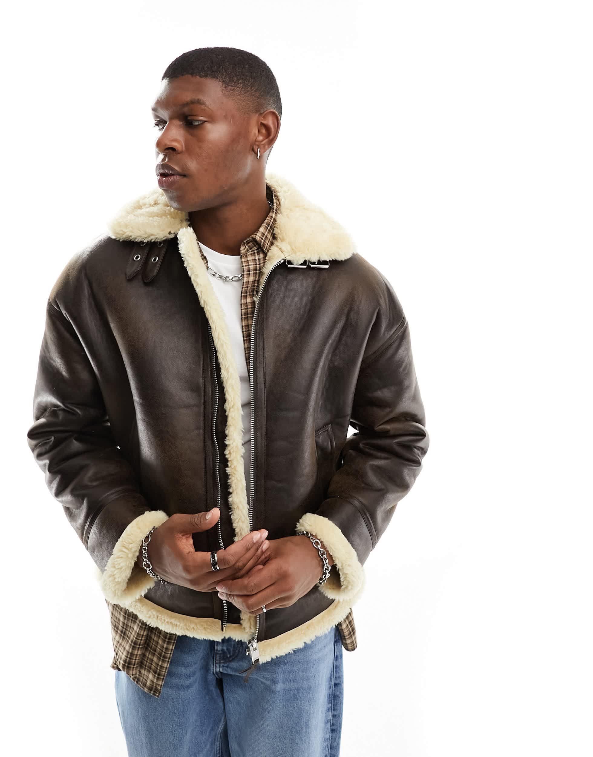 Brown Blazer En Cuir Bershka Blazer Veste Simili Cuir Oversize