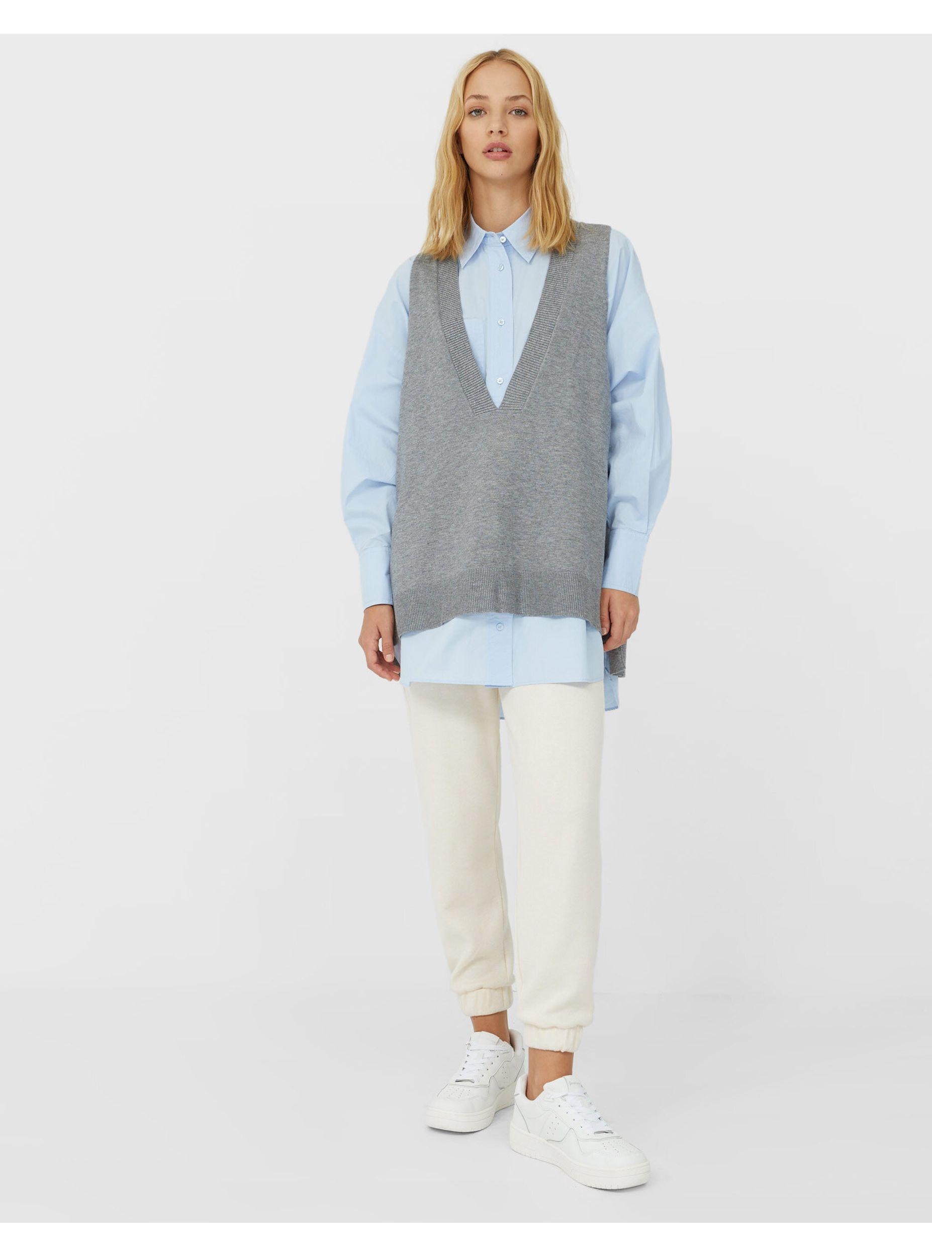 Stradivarius Oversized V-neck Knitted 