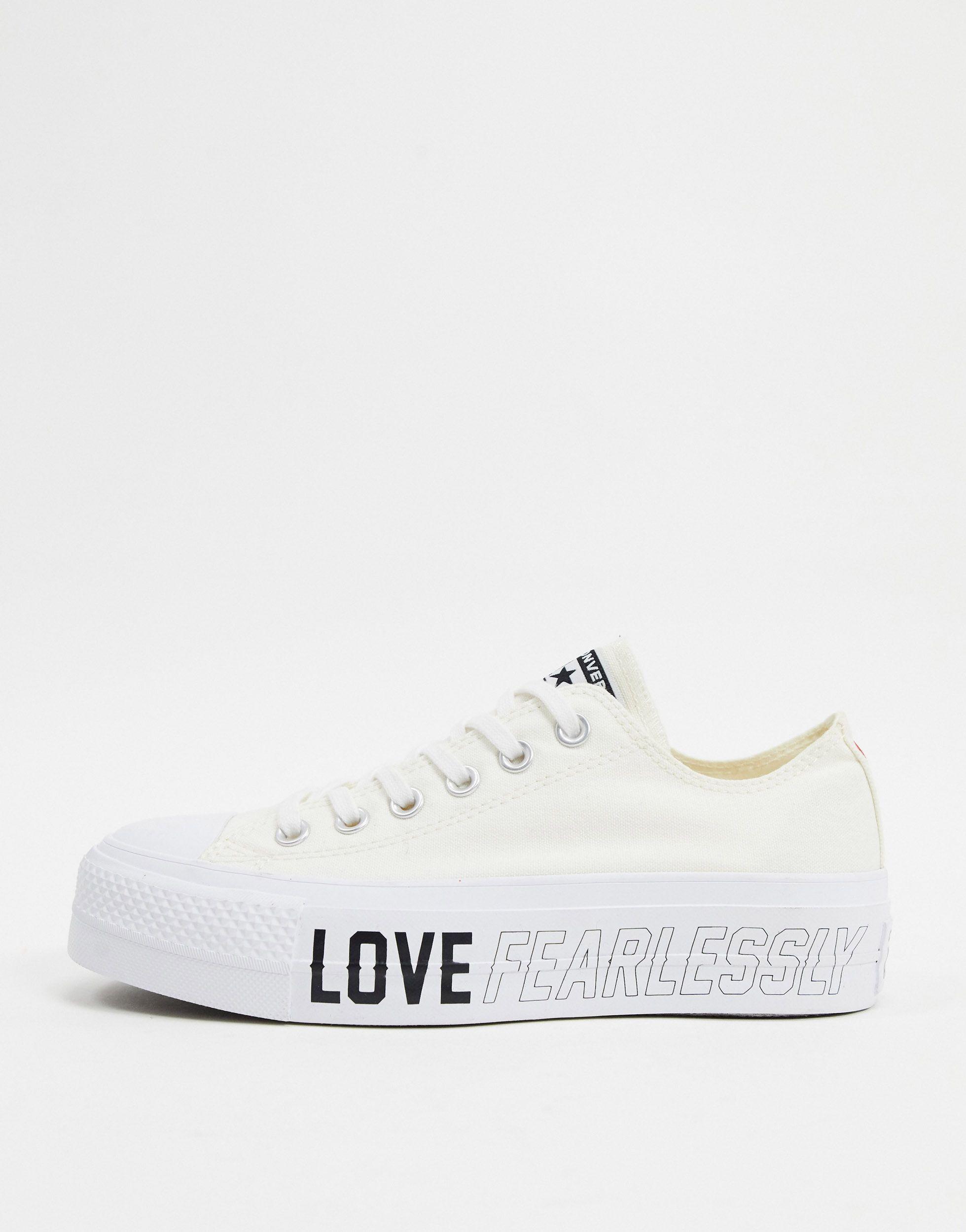 Converse Chuck Taylor Lift Platform Heart White Sneakers-black | Lyst