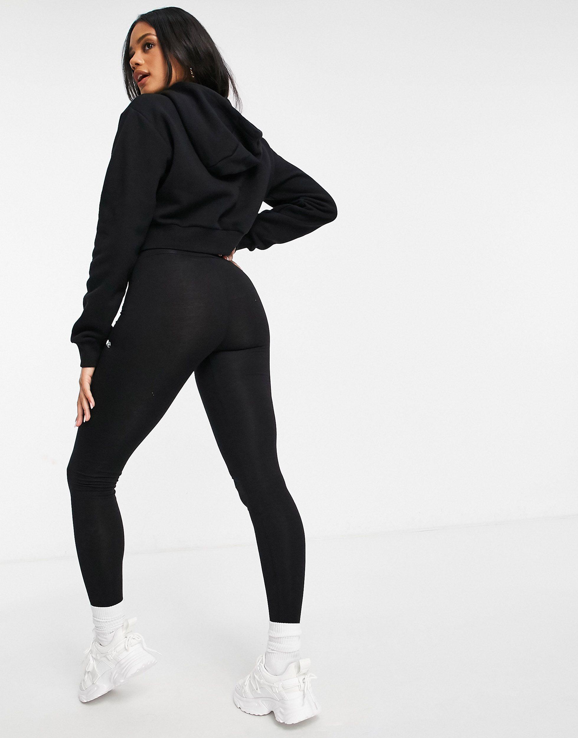 Ellesse Cropped Hoodie & leggings Set in Black | Lyst