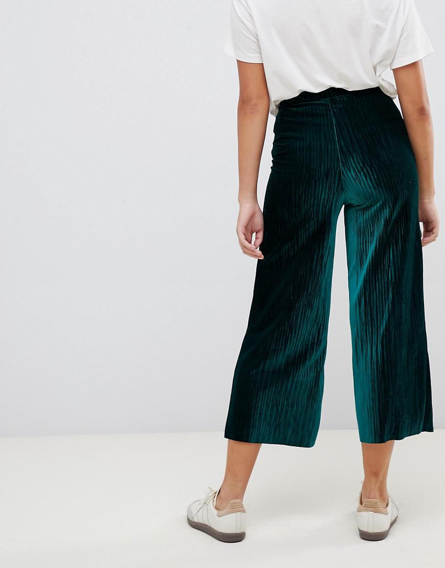 ASOS Denim Velvet Plisse Culotte in 