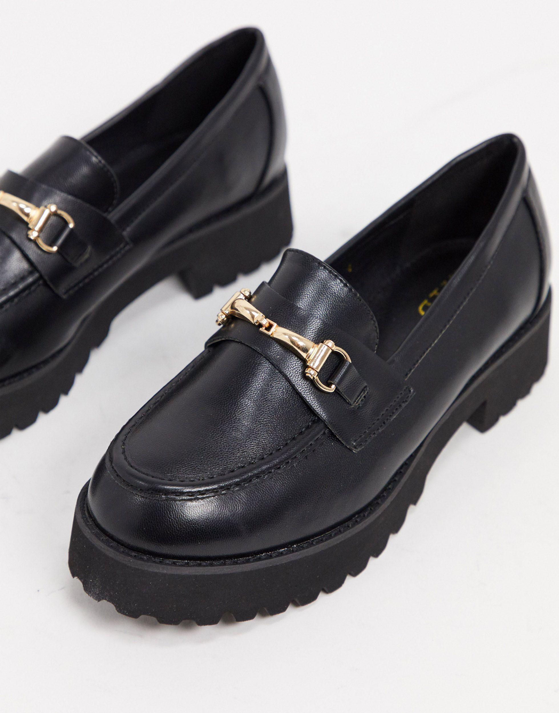 raid estera chunky heeled loafer shoes in black