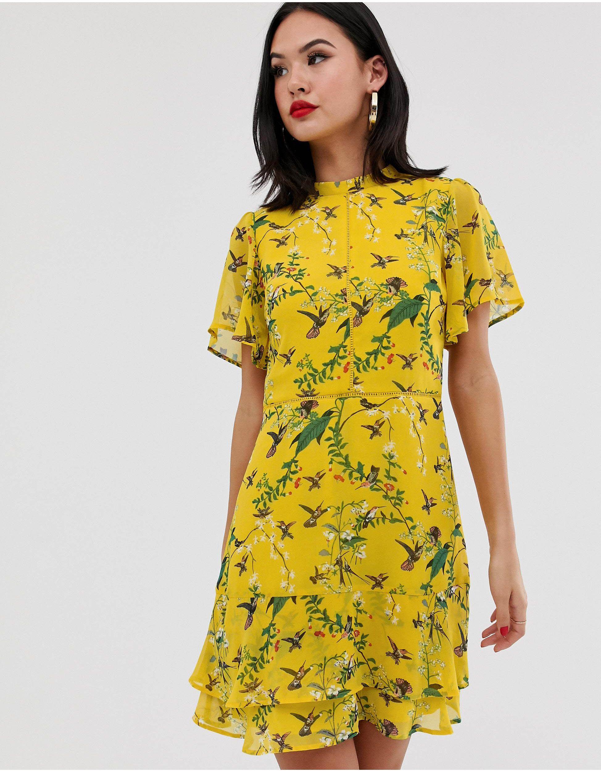 Oasis Synthetic Floral Ruched Tea Dress ...