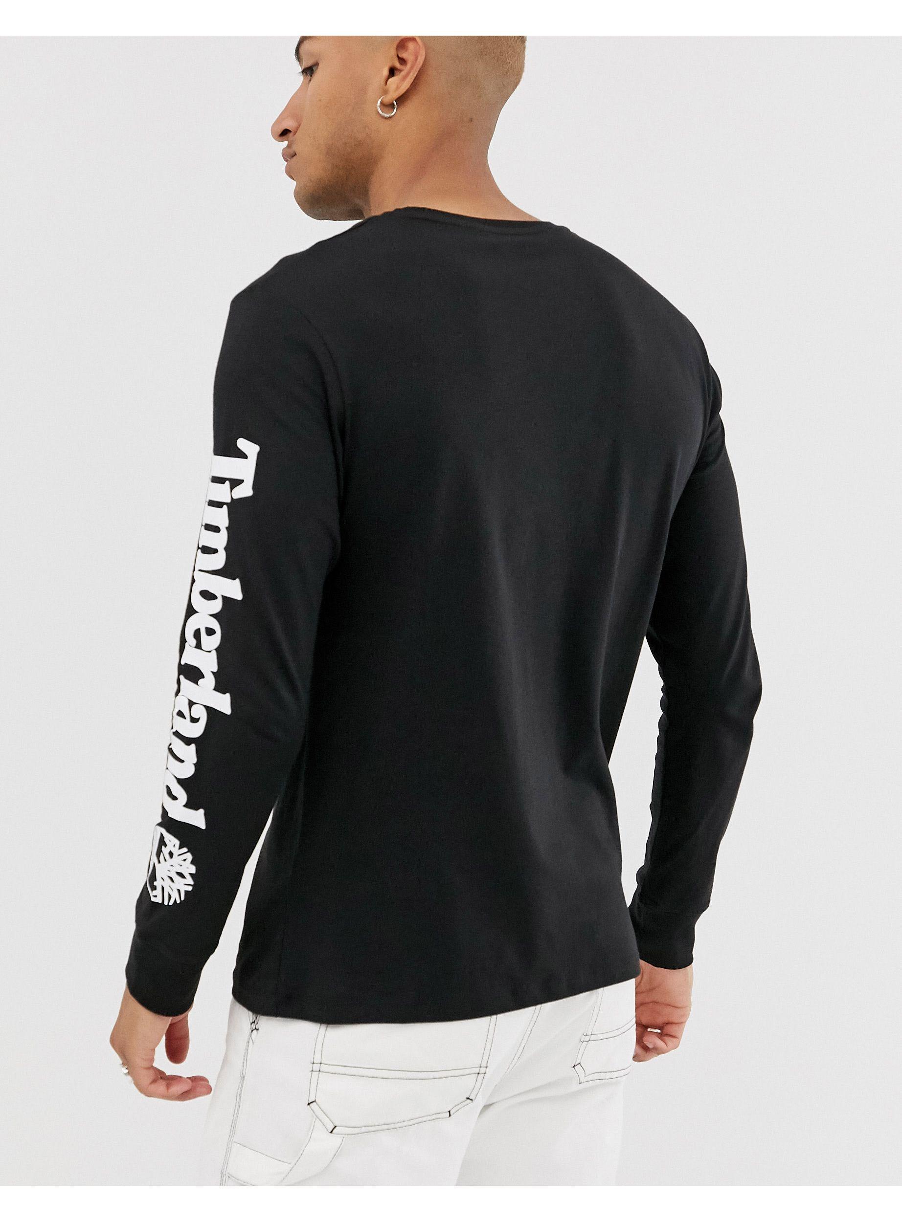 Timberland Exclusive Long Sleeve Arm Logo T-shirt in Black for Men