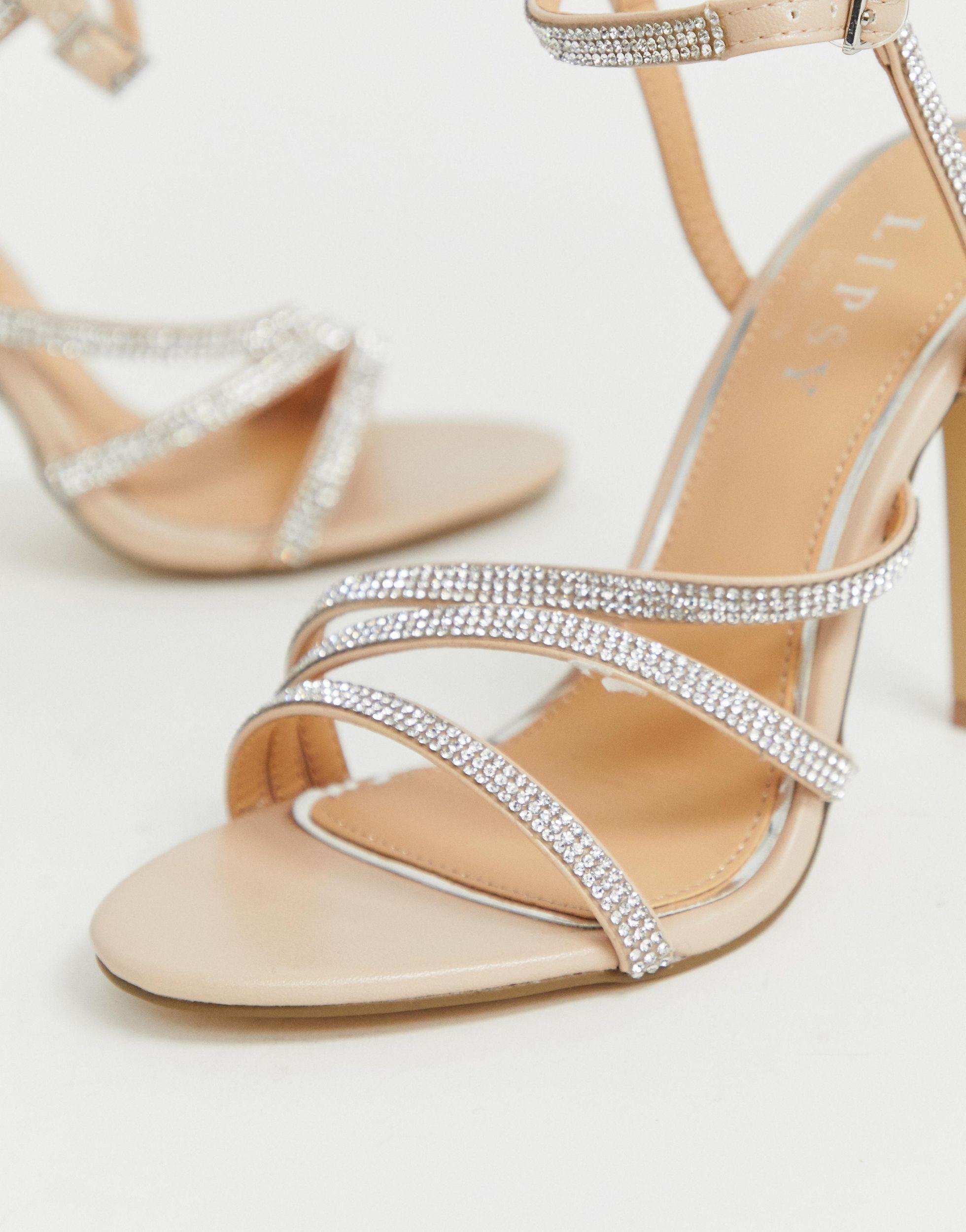 Lipsy Diamante Heeled Sandal in Pink | Lyst