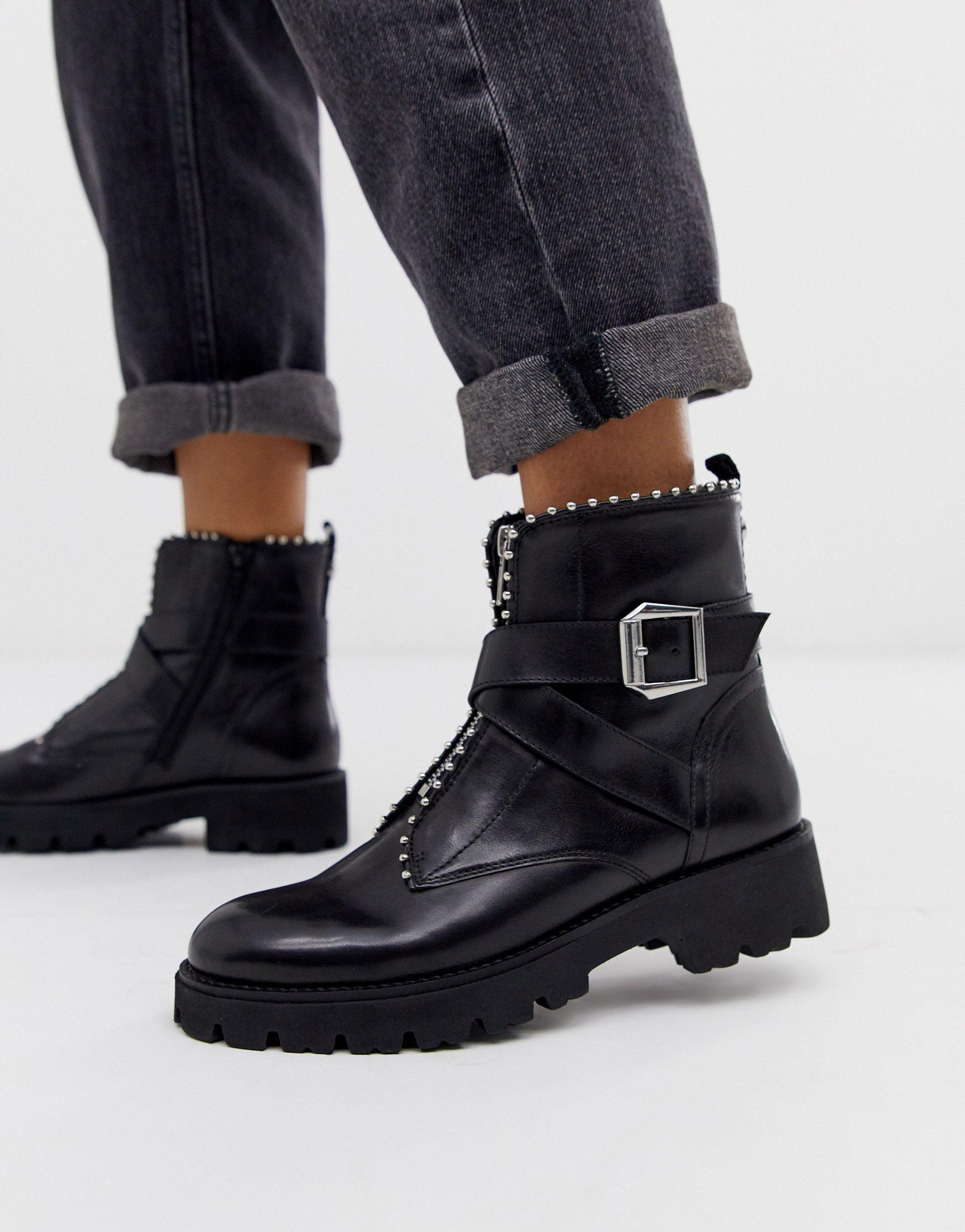 Jackie - stivaletti bassi con suola spessa e borchieSteve Madden in Pelle  di colore Nero | Lyst