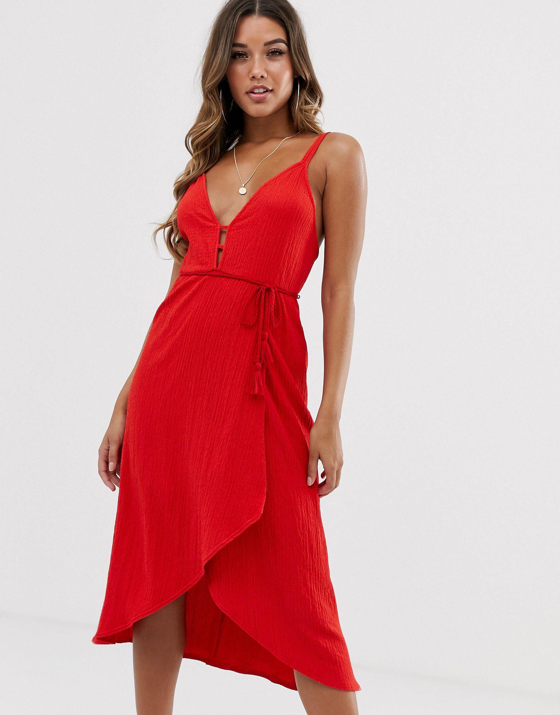 red midi sundress
