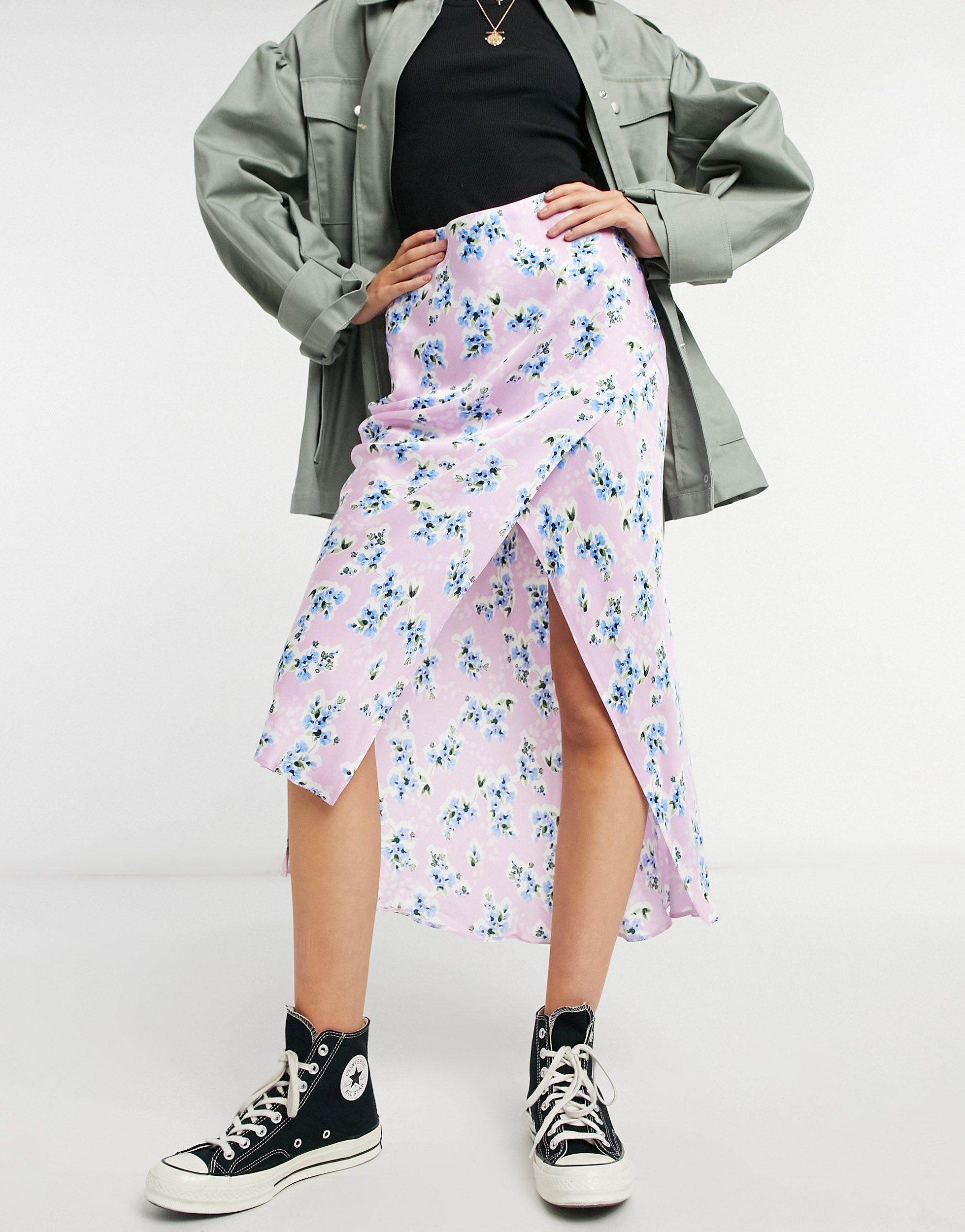 Asos Design Pink Midi Skirt River Island Floral Skirt Asos River