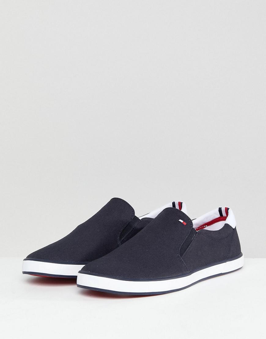 Tommy Hilfiger Iconic Slip On Canvas Sneakers In Navy in Blue for Men | Lyst