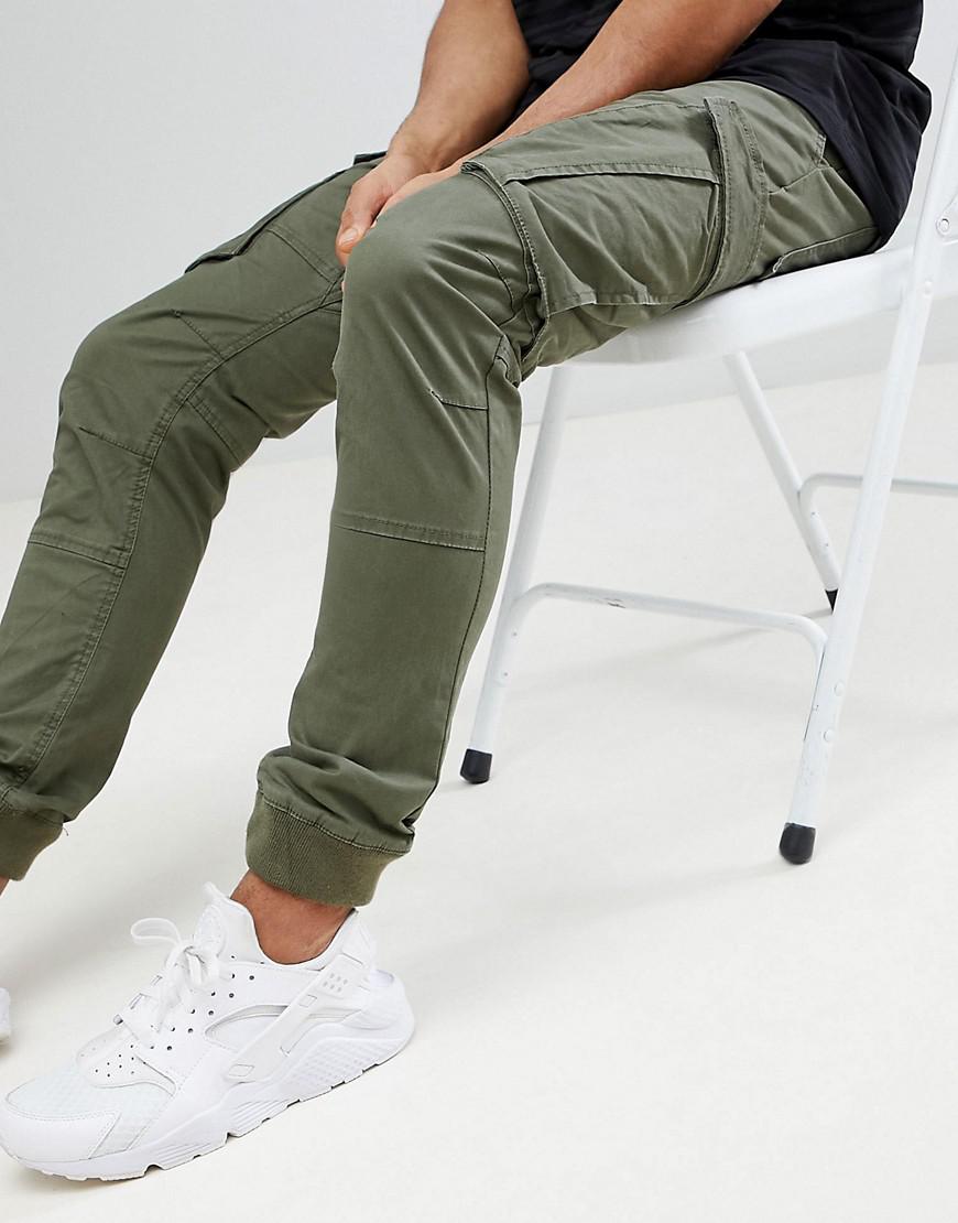 river island slim fit cargo trousers in khaki