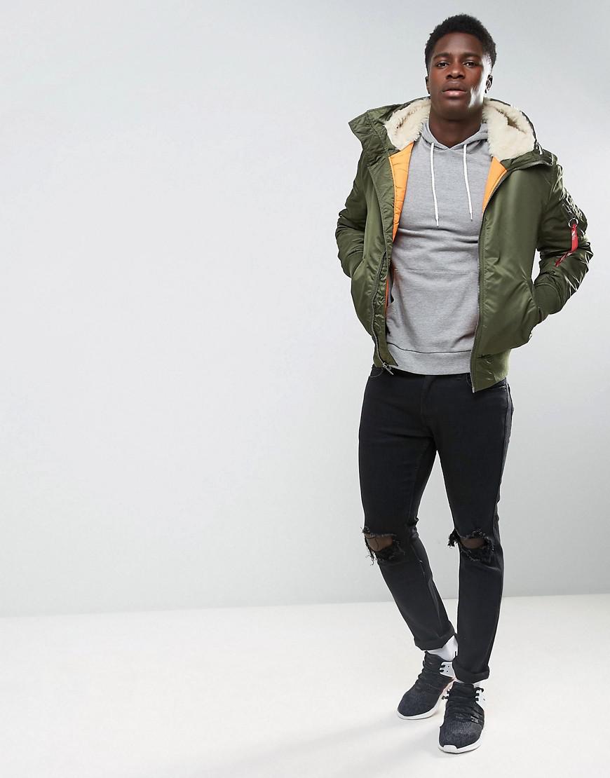 Lined Alpha Sage Jacket Men for Borg In Hood Ma-1 | in Industries Insulated Hooded Green Lyst Bomber