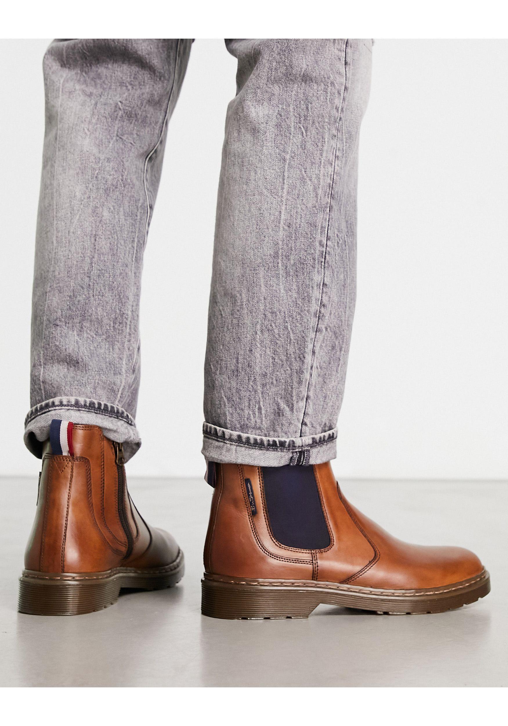 Ben Sherman Leather Chunky Chelsea Boots in Gray for Men | Lyst