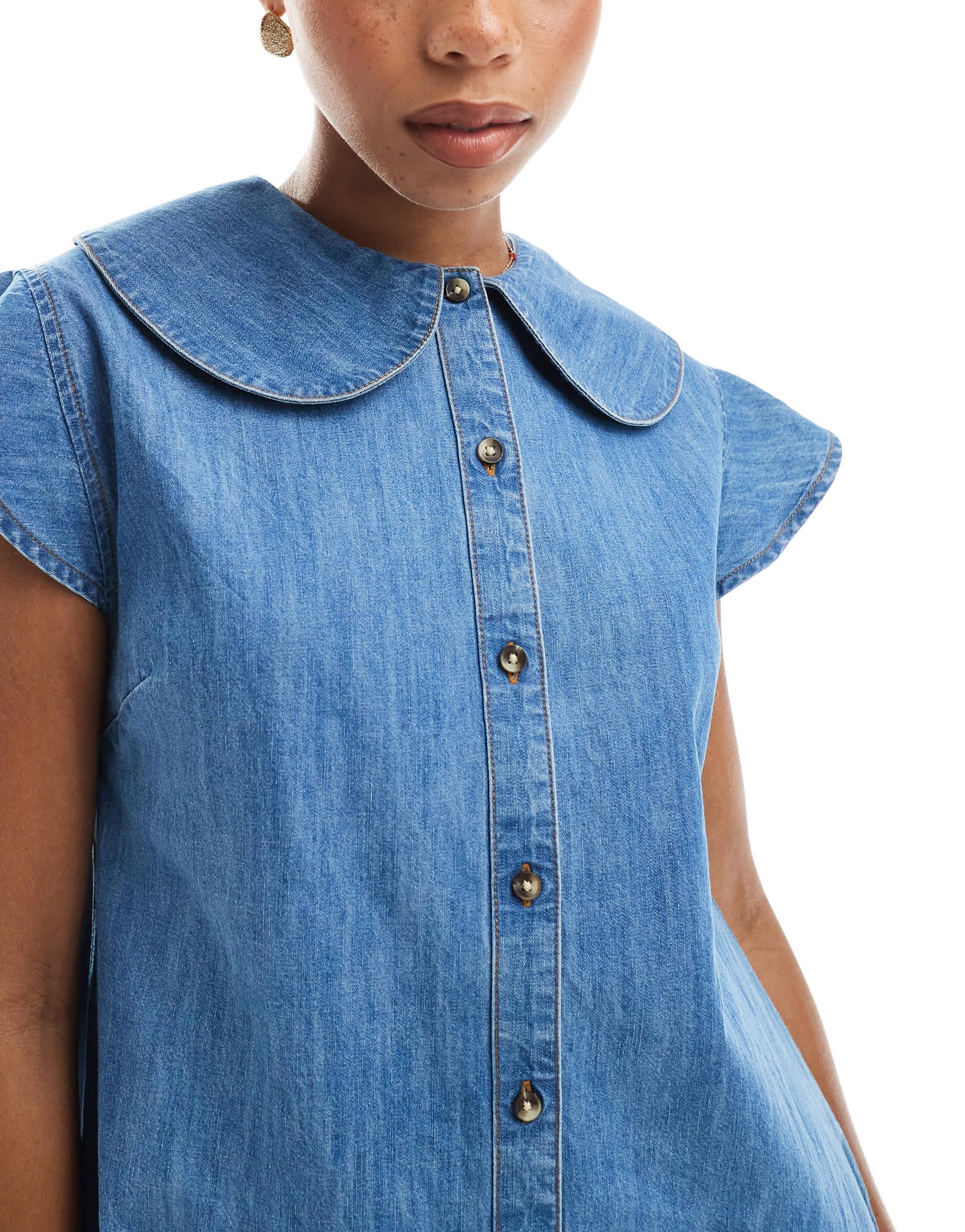 Miss Selfridge Denim Babydoll Dress in Blue | Lyst