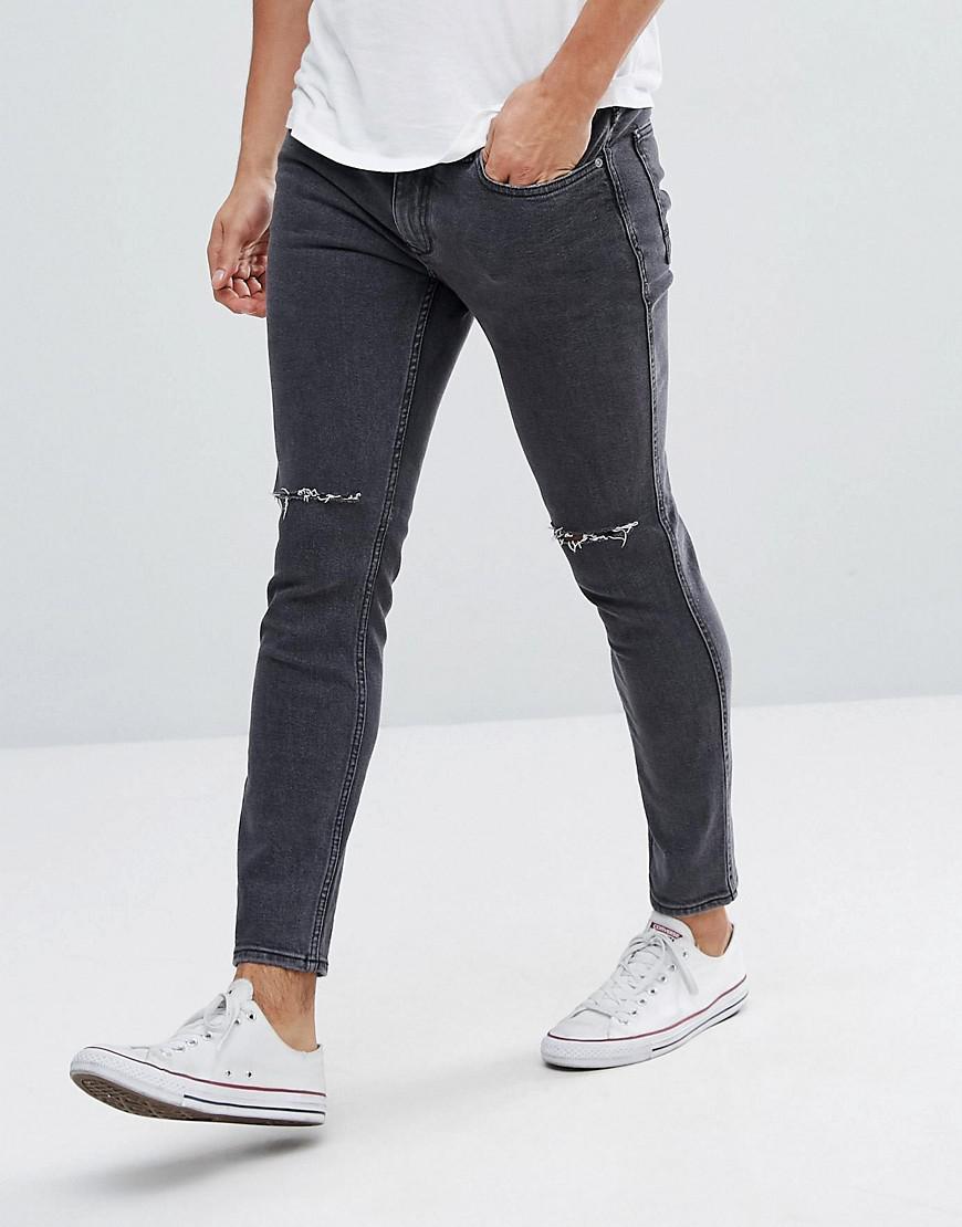 Mango Denim Man Skinny Jeans With Rips in Black for Men - Lyst