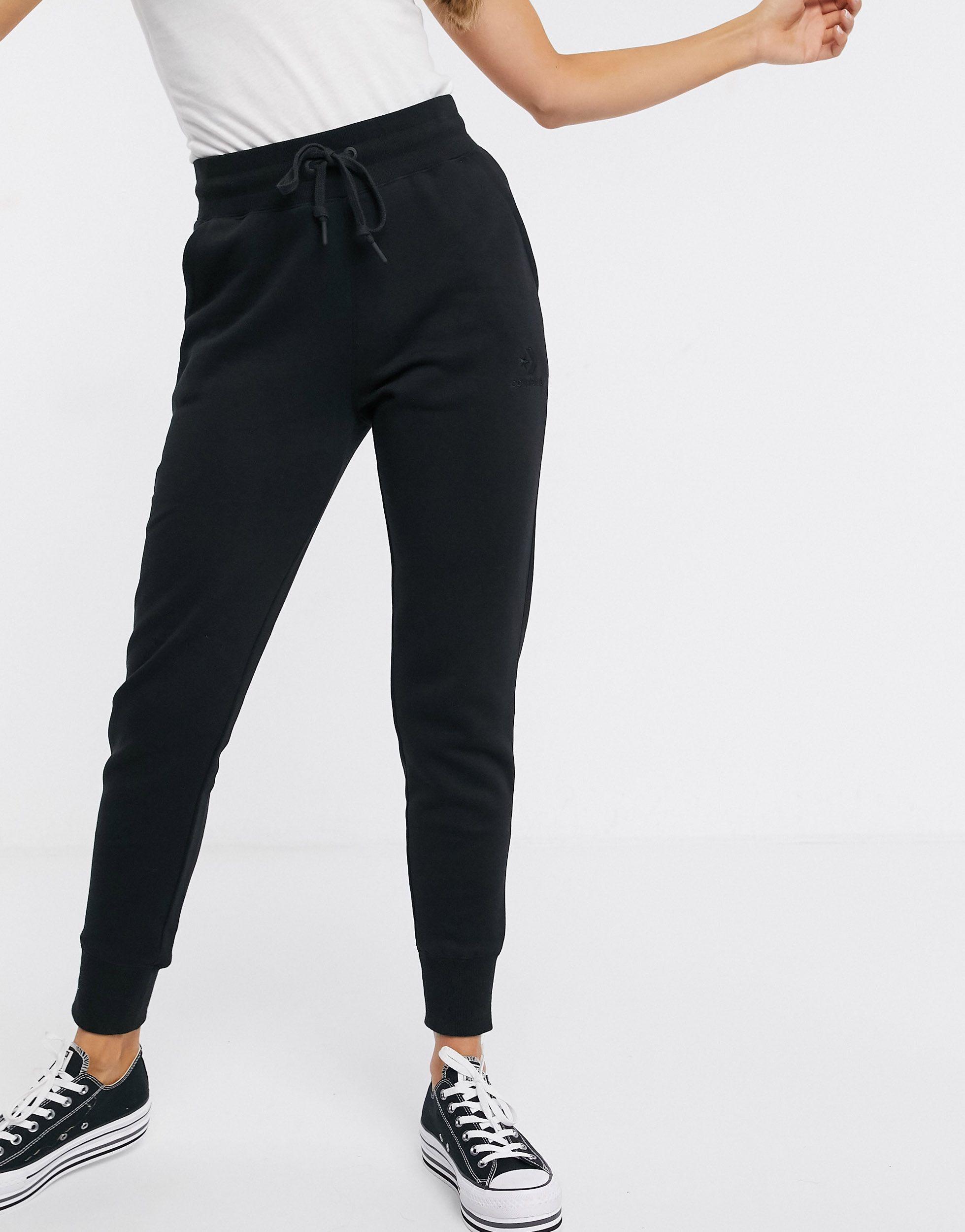 Converse High Waisted Slim Fit Black joggers | Lyst