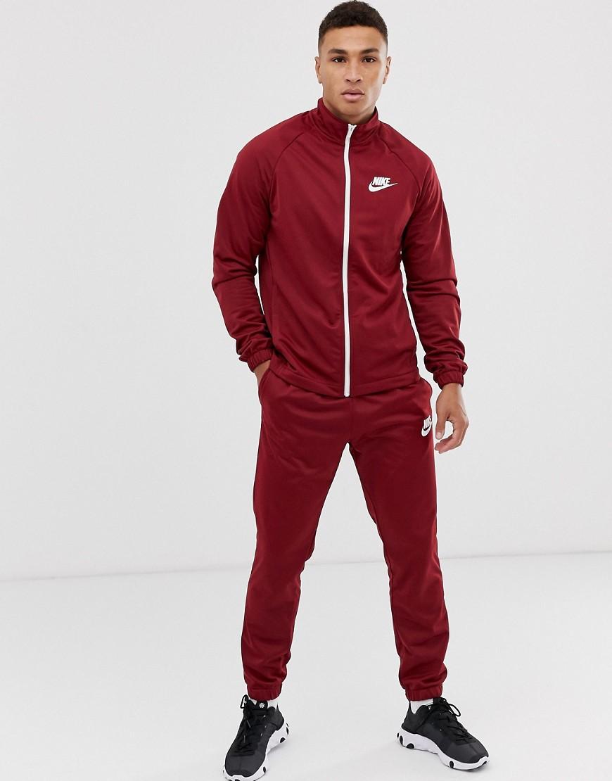 Nike Cotton Logo Burgundy Tracksuit in Red for Men - Lyst