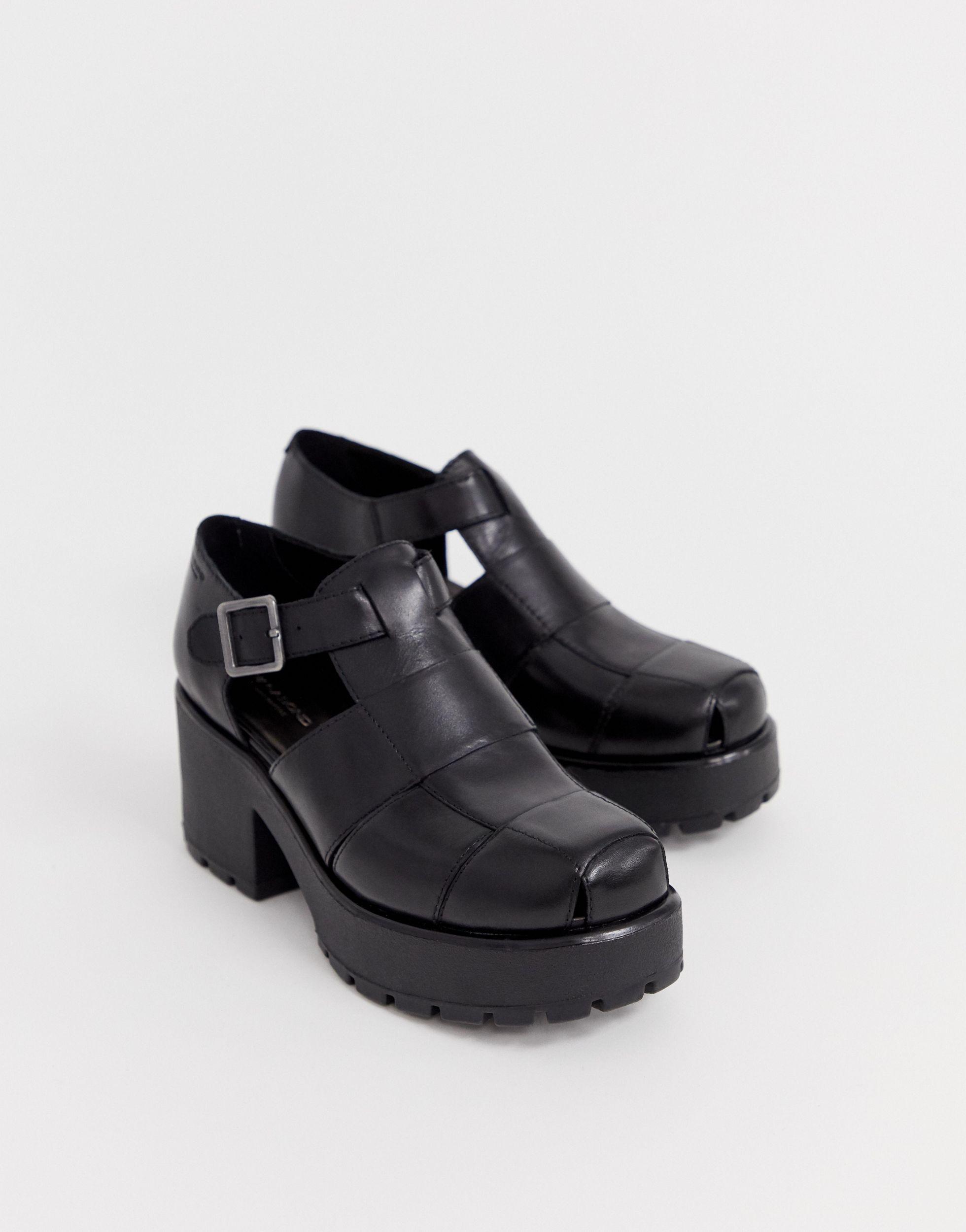 Vagabond Shoemakers Dioon Black Leather Chunky Heeled Shoes | Lyst