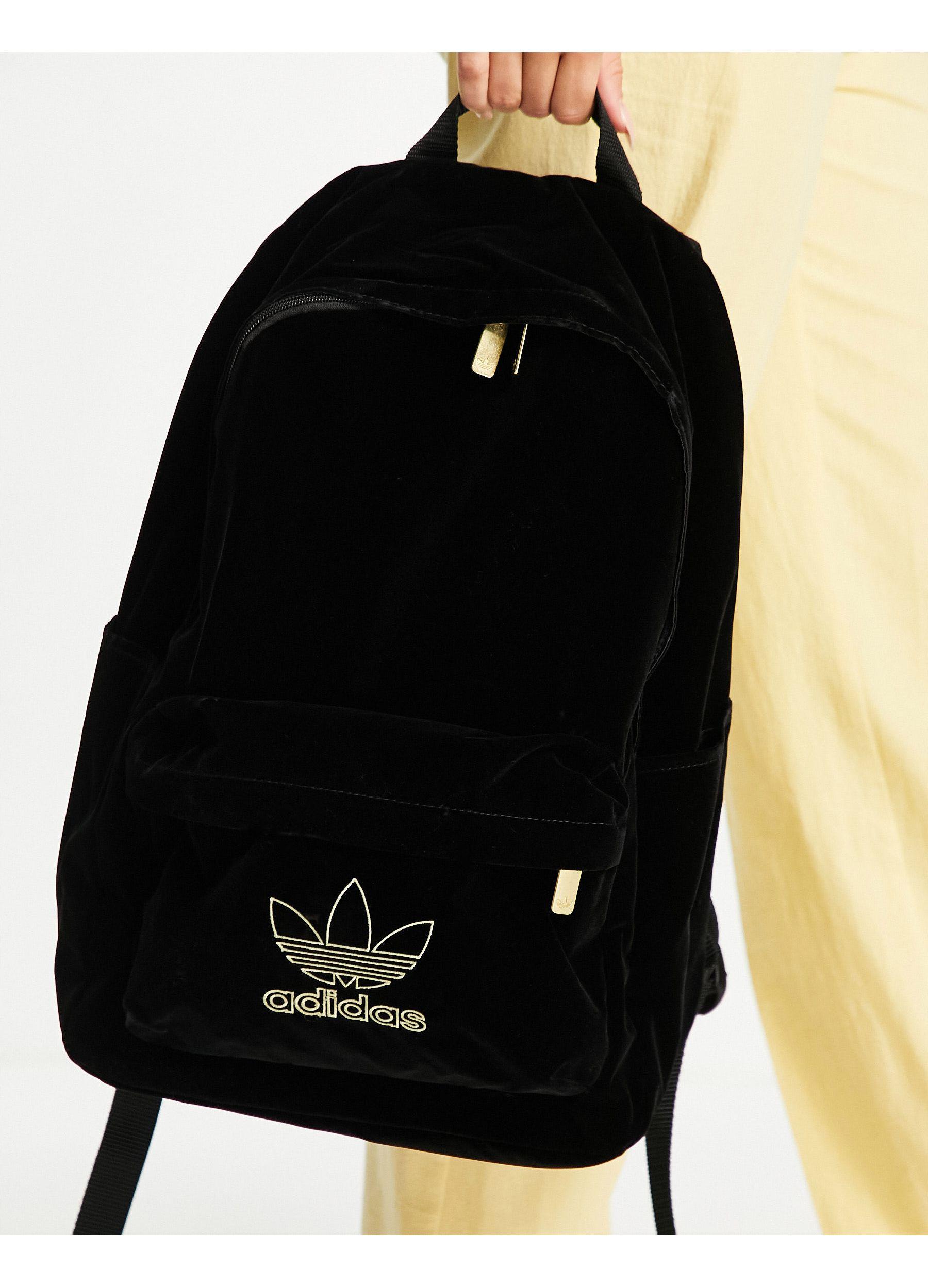 adidas Originals Adicolor Velvet Backpack in Black | Lyst UK