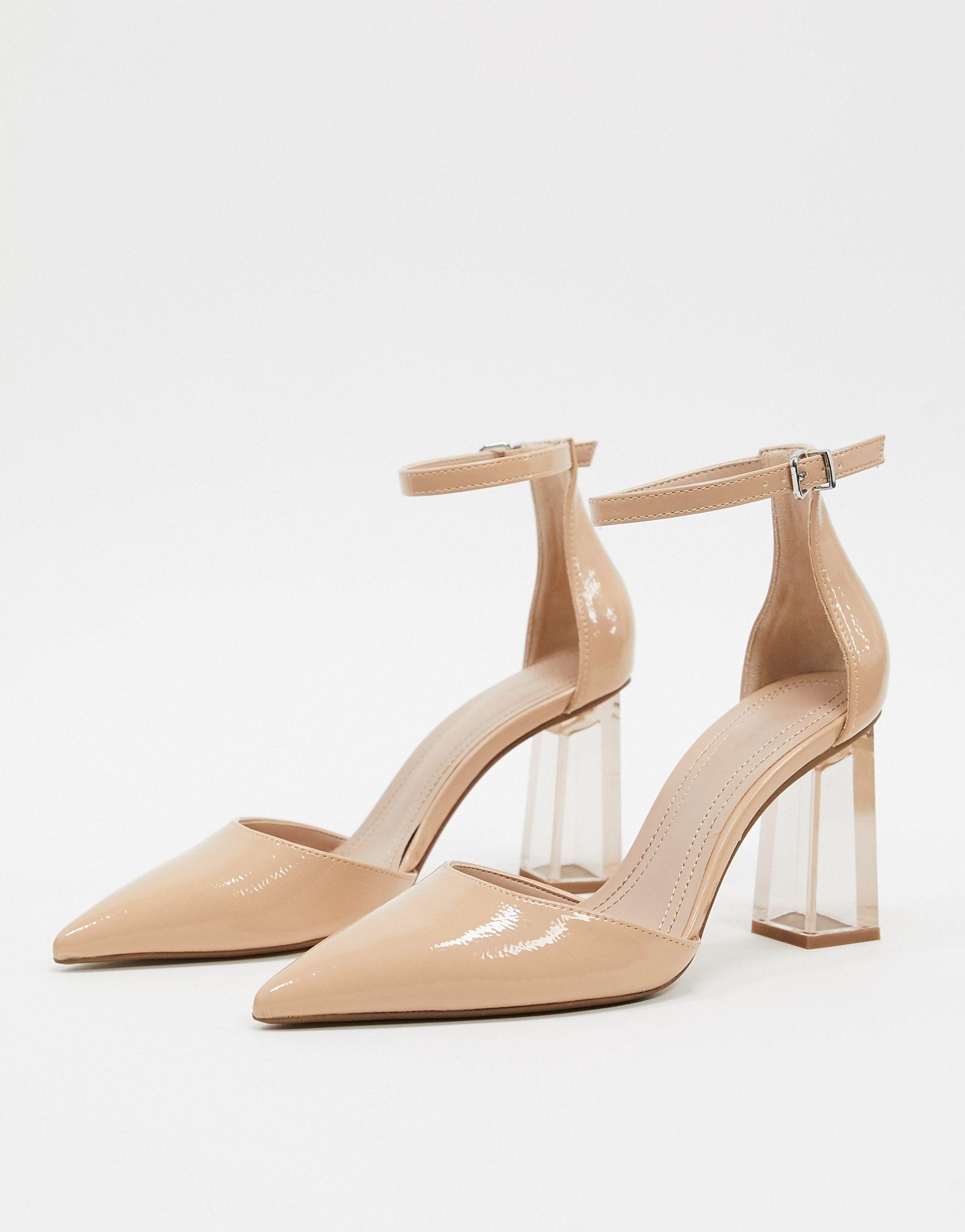 Bershka Closed Toe Shoe With Transparent Heel in Natural | Lyst