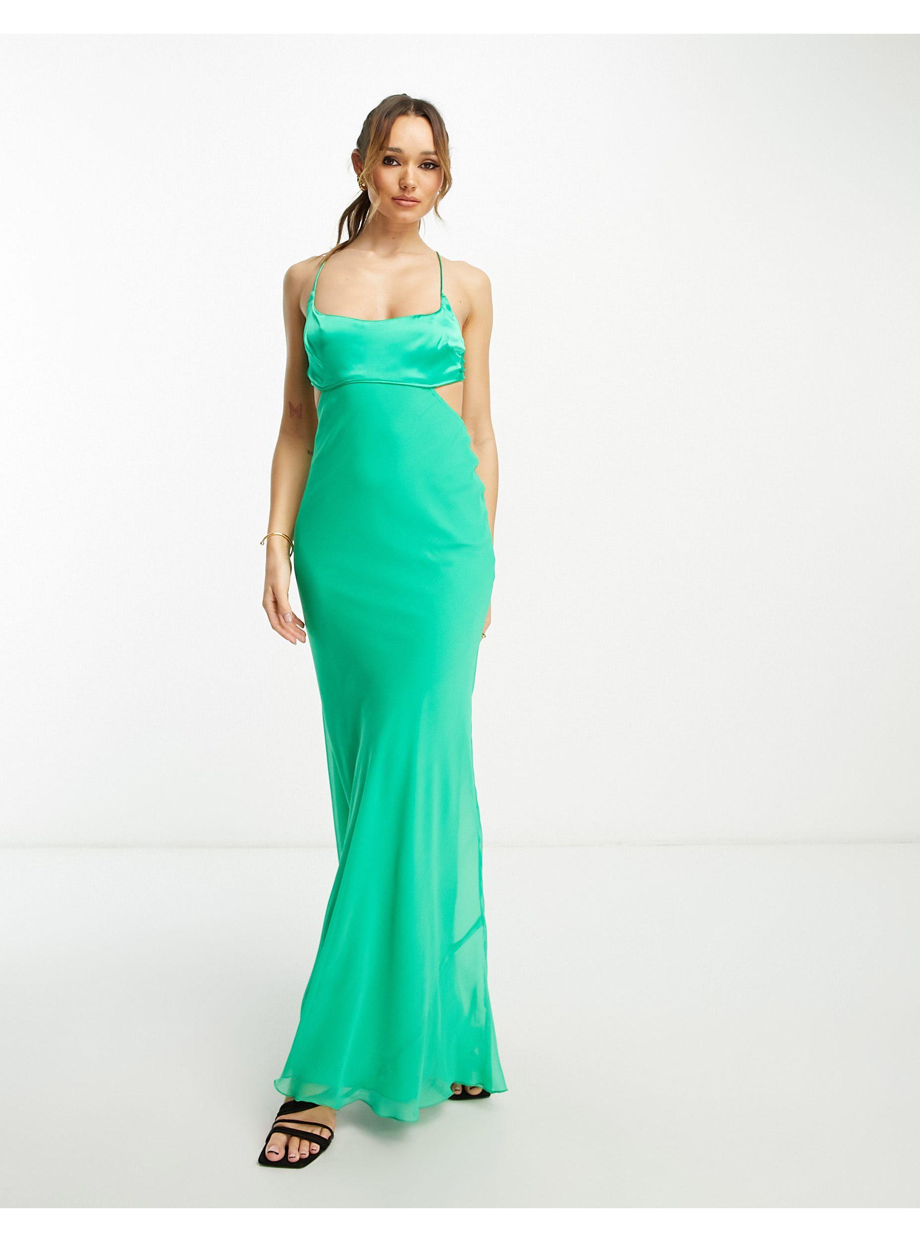 ASOS Us Exclusive Satin Mix Cami Cutout Waist Maxi Dress With Cross