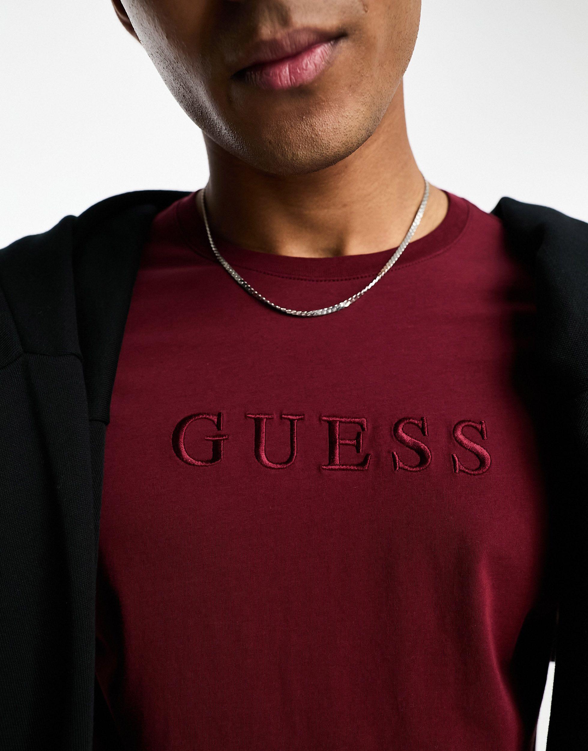 Guess T-shirt With Chest Triangle Logo in Red for Men | Lyst