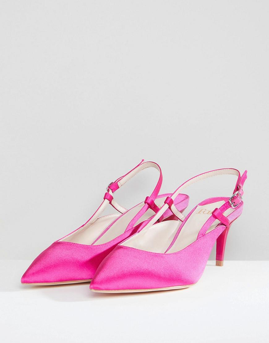 Faith Pink Satin Kitten Heeled Shoes Lyst