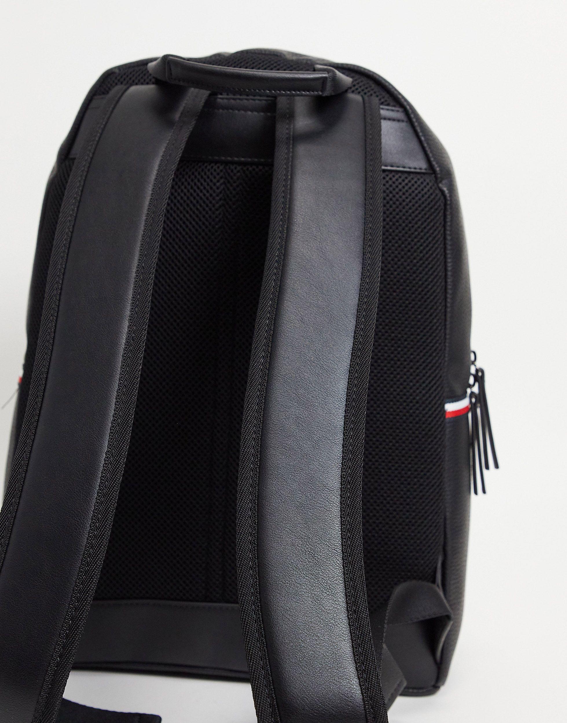 Tommy Hilfiger Faux Leather Backpack With Logo in Black for Men | Lyst