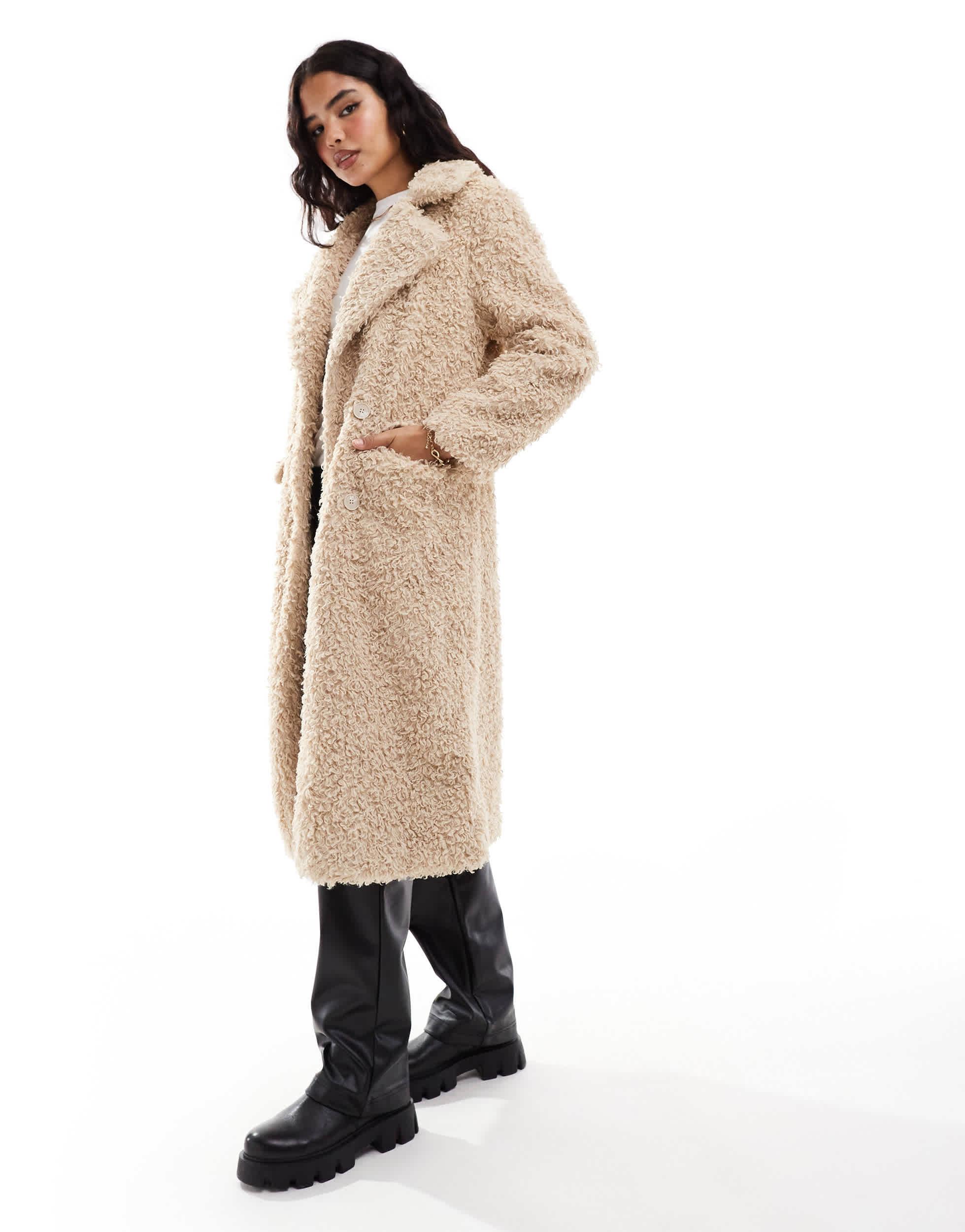 Womens Coats Pull Bear Veste Bear Suni Manteau Fausse Fourrure