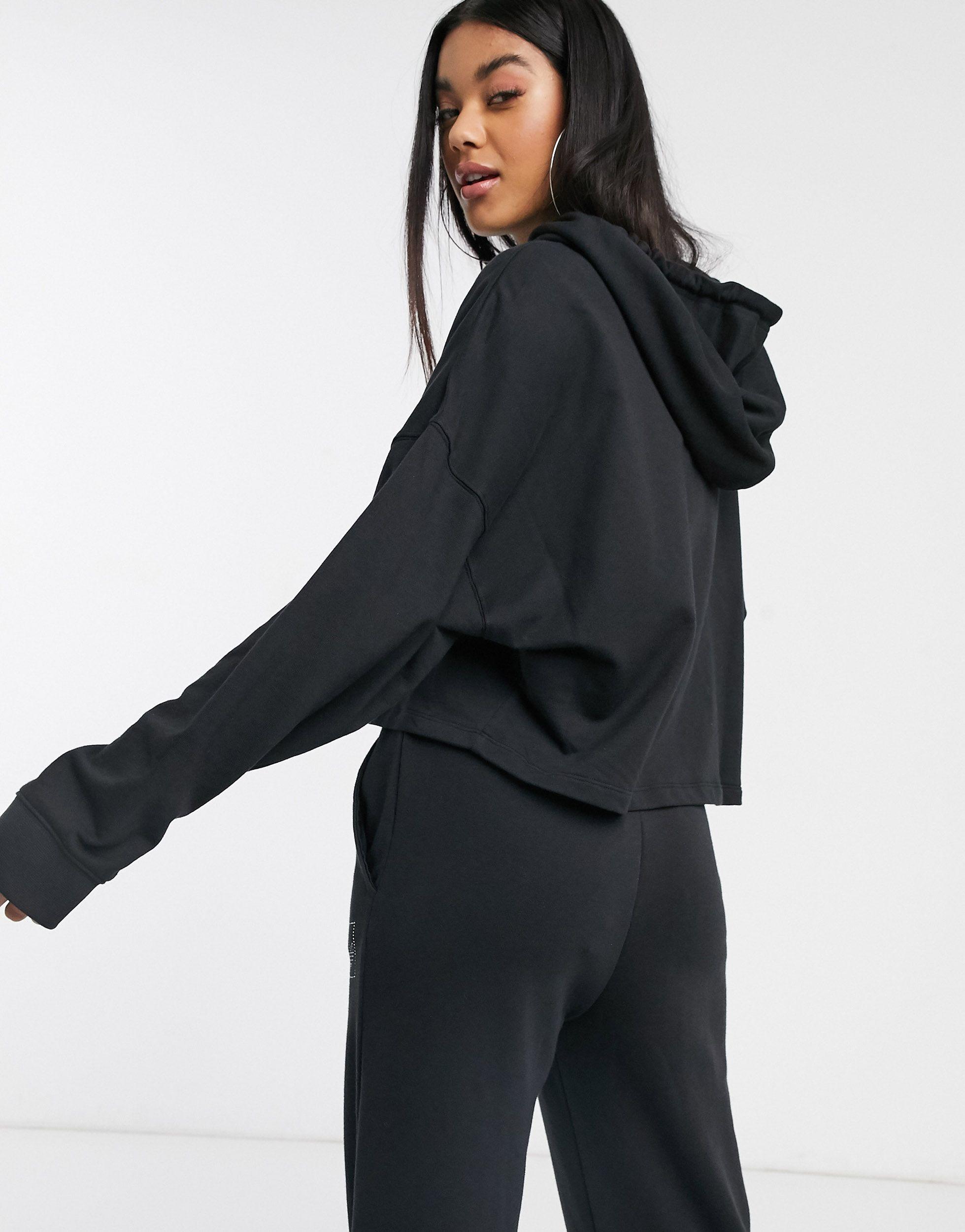 adidas Originals Cotton Fakten Diamante Trefoil Hoodie in Black - Lyst